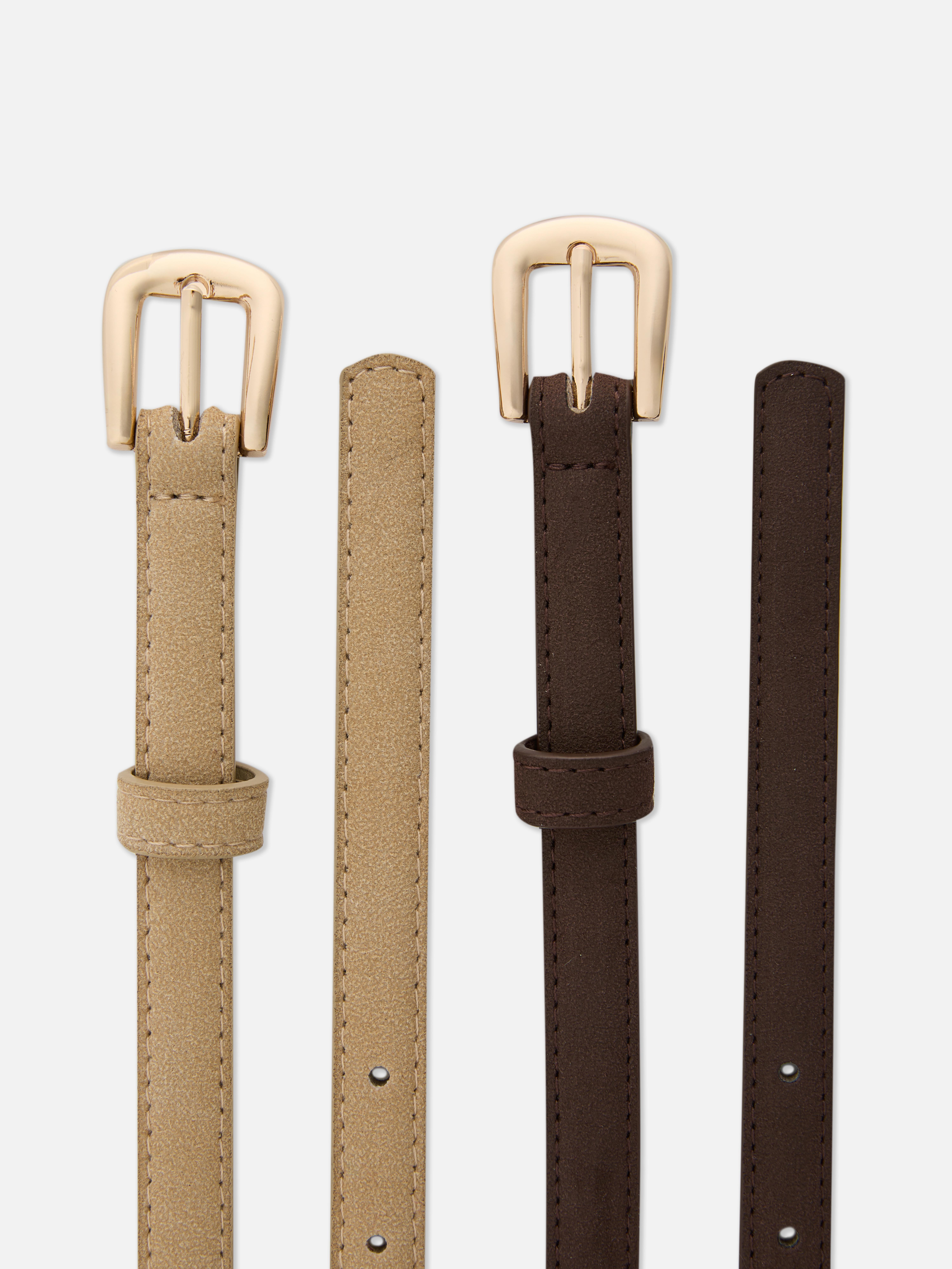 2pk Faux Suede Skinny Belts