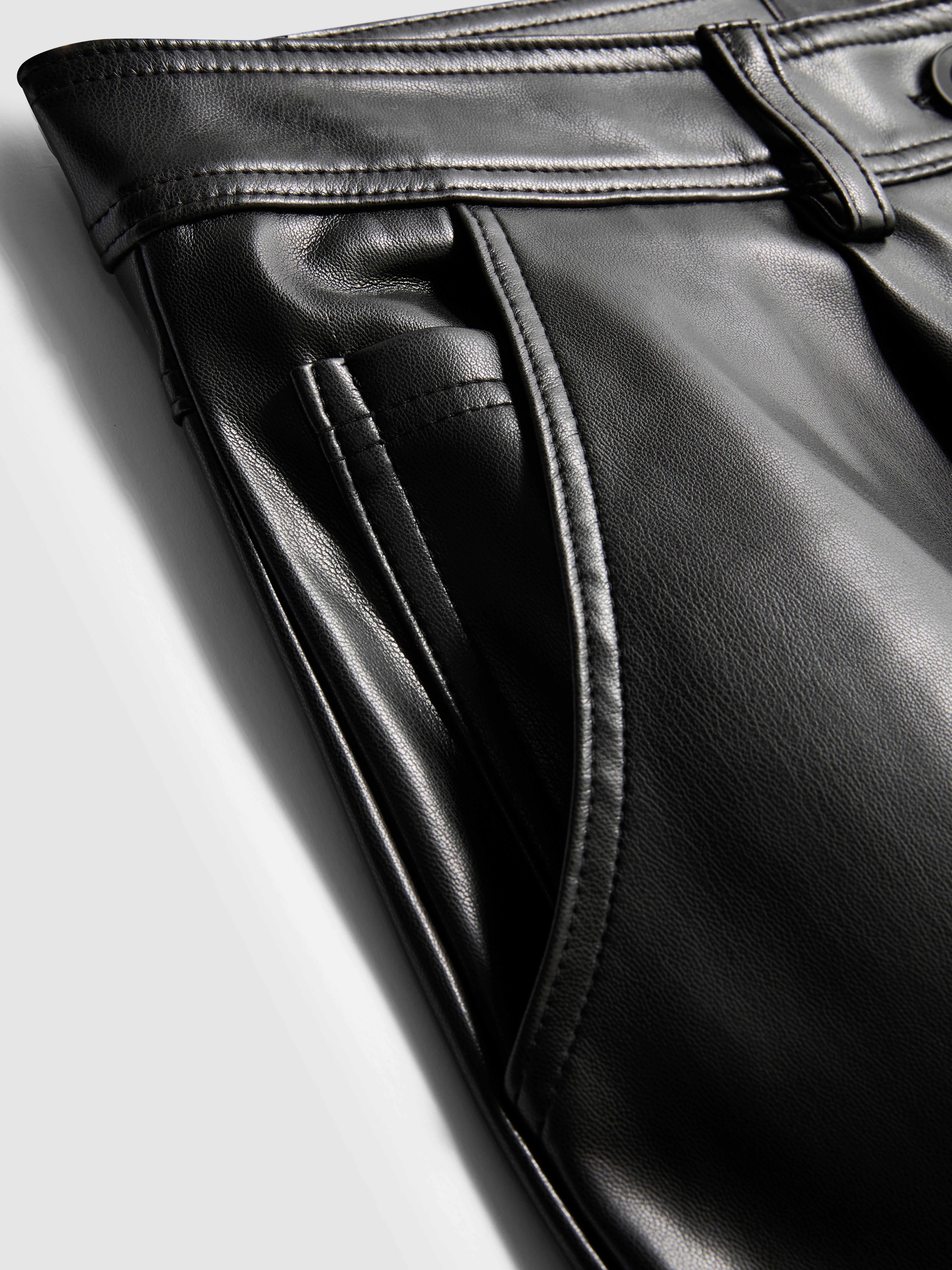 Faux Leather Barrel Leg Pants