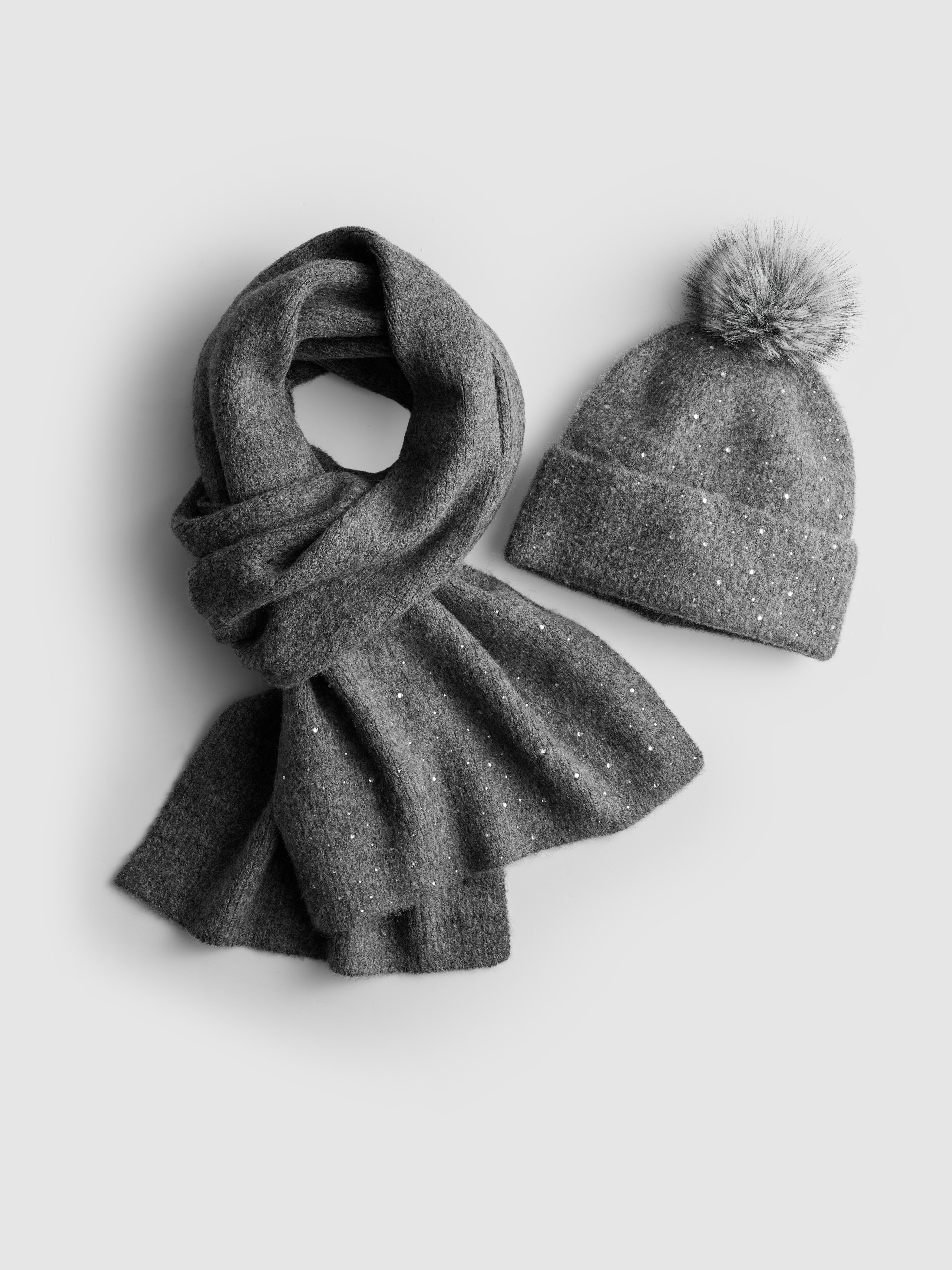 Rhinestone Hat and Scarf Set