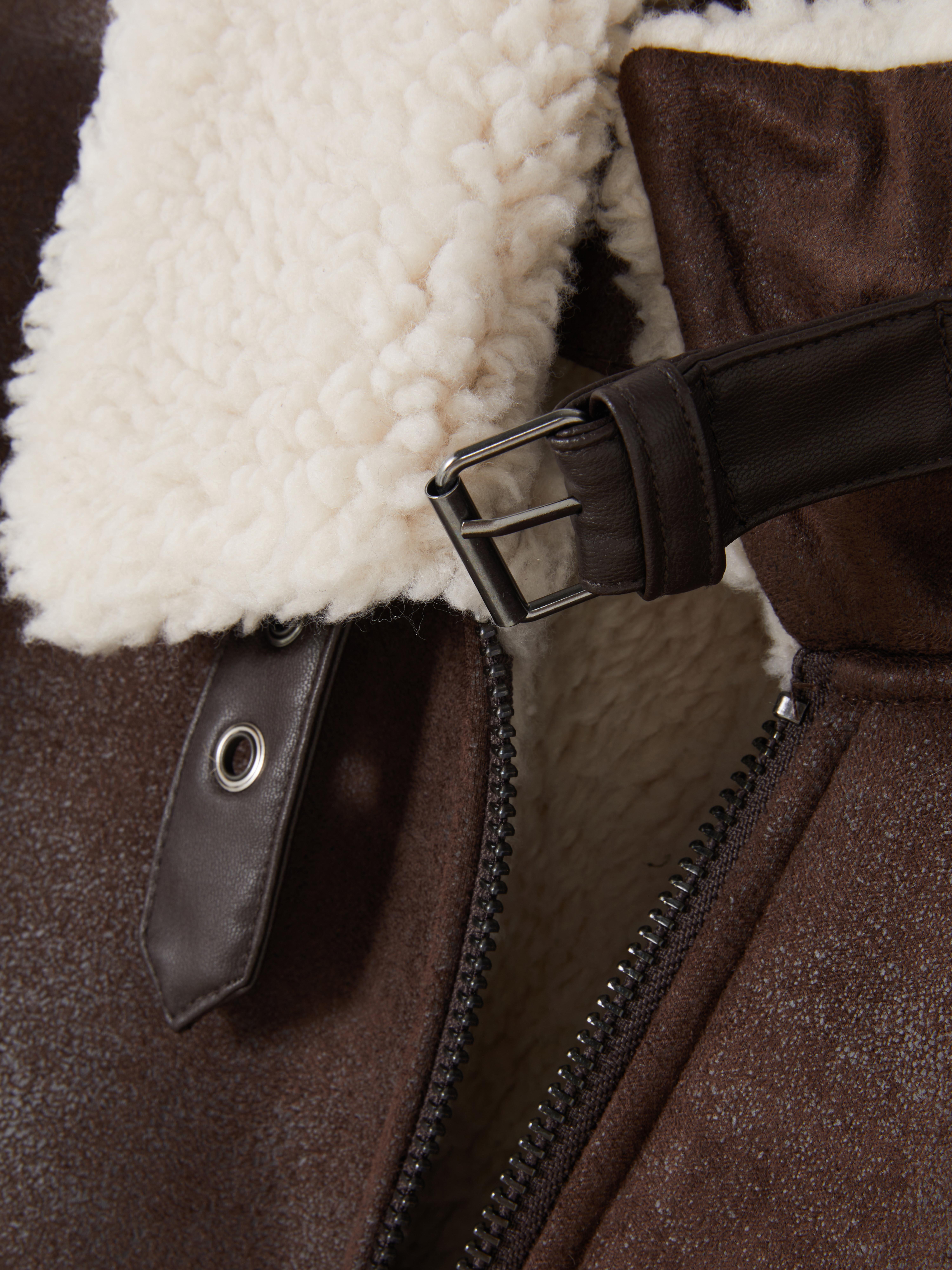 Suede And Faux Fur Flight Jacket