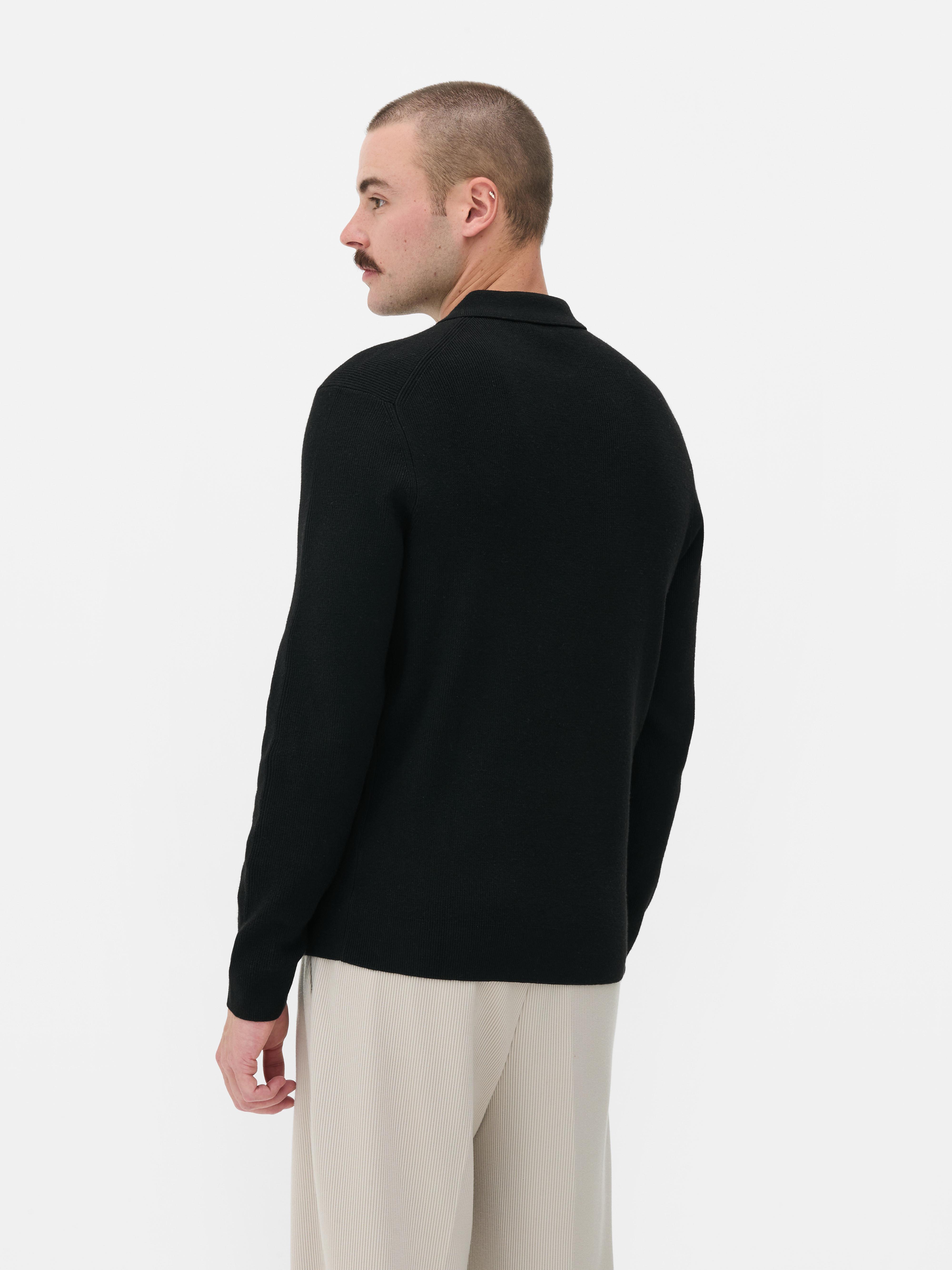 Ribbed Polo Sweater