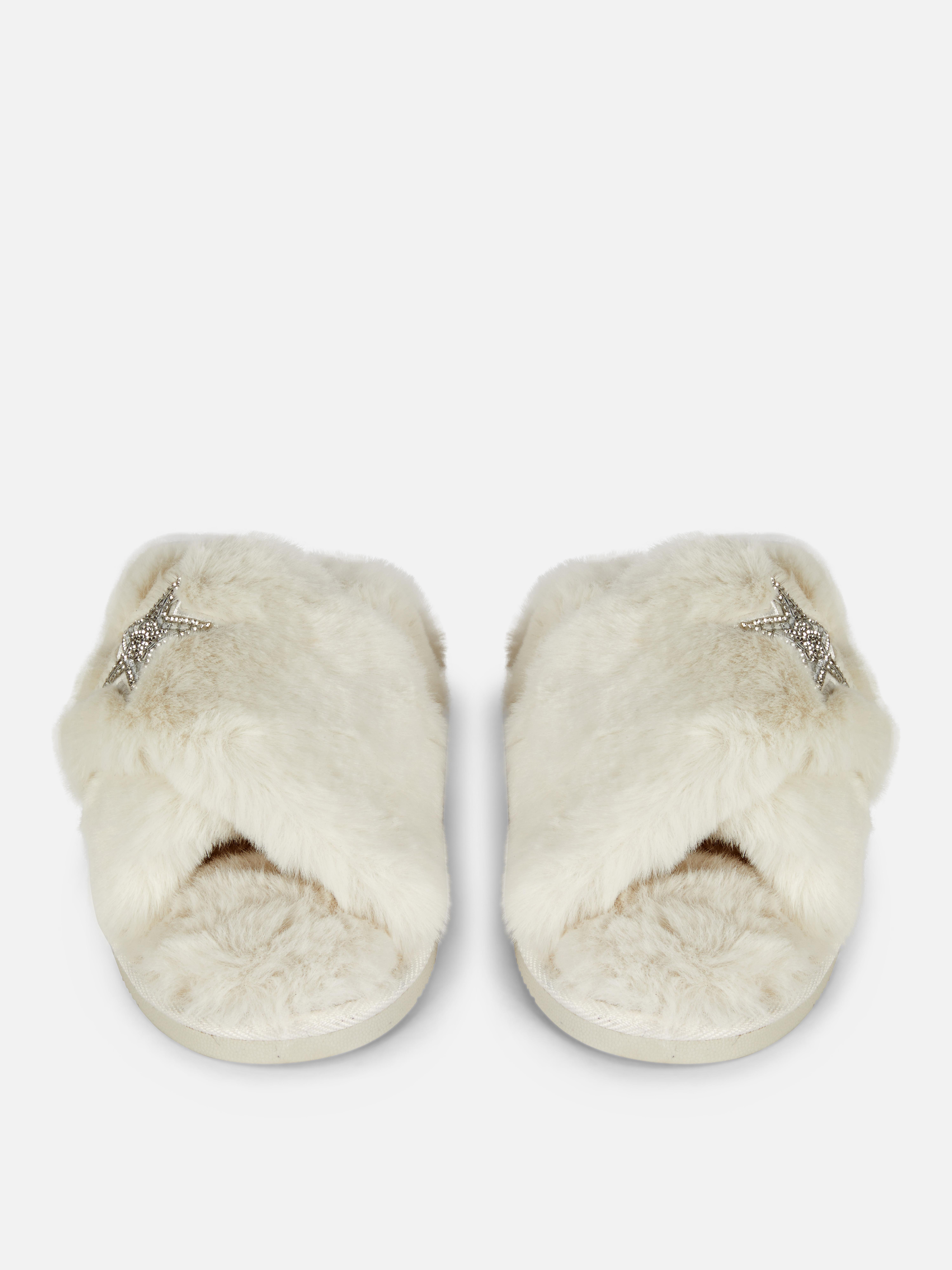 Embellished Cross Strap Slippers