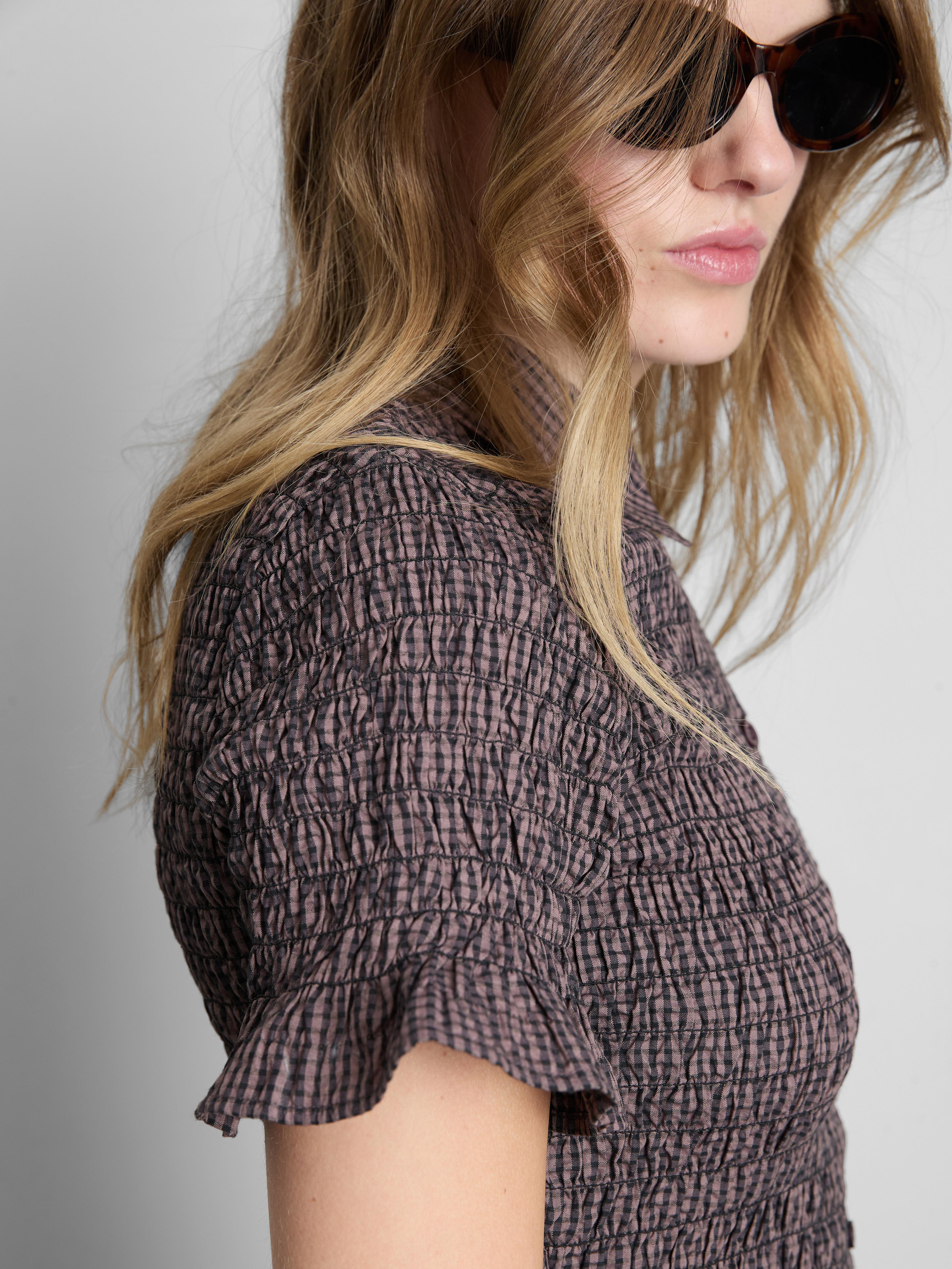 Cropped Shirred Shirt