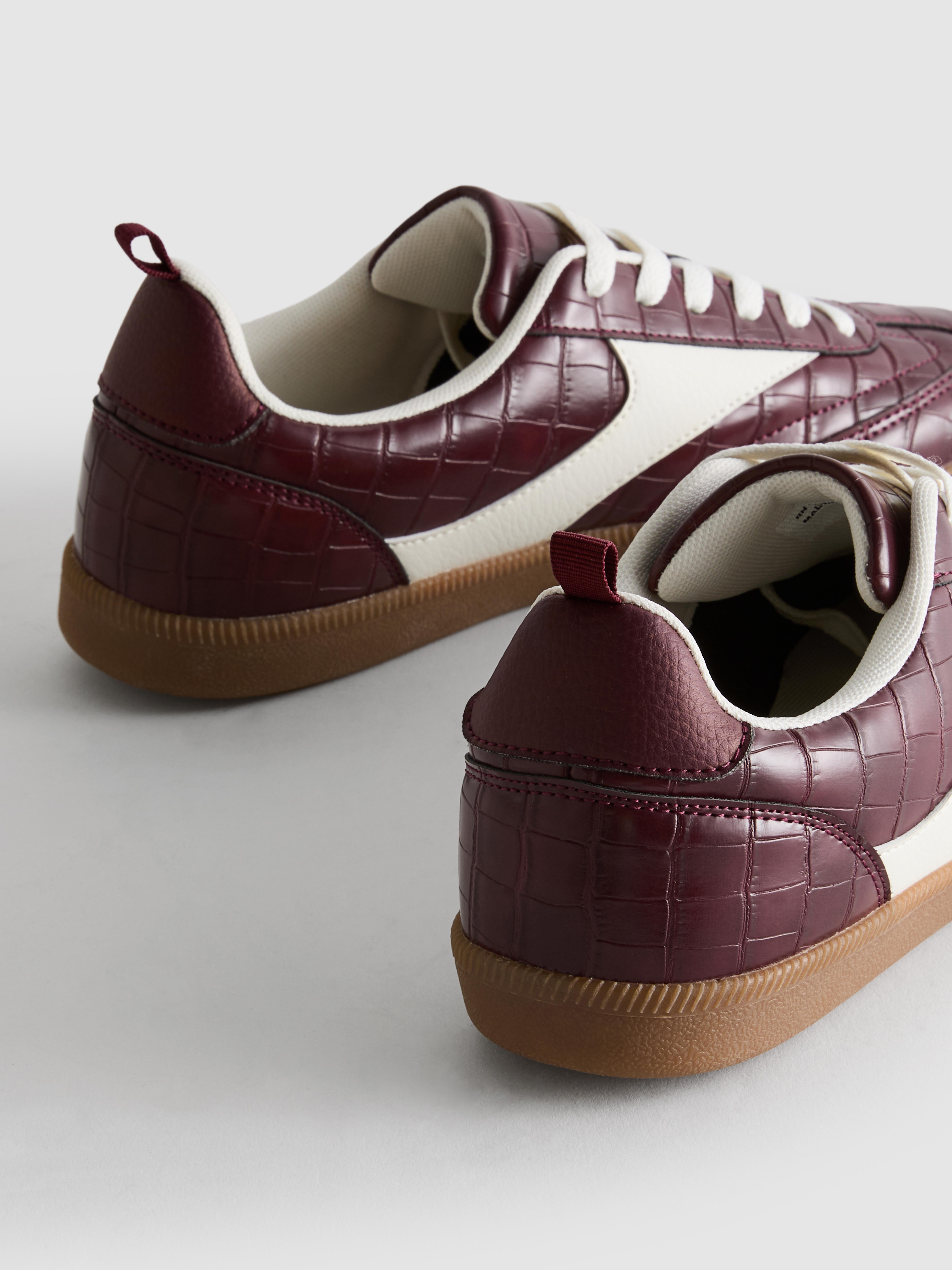 Faux Croc Gum Sole Low Top Sneakers