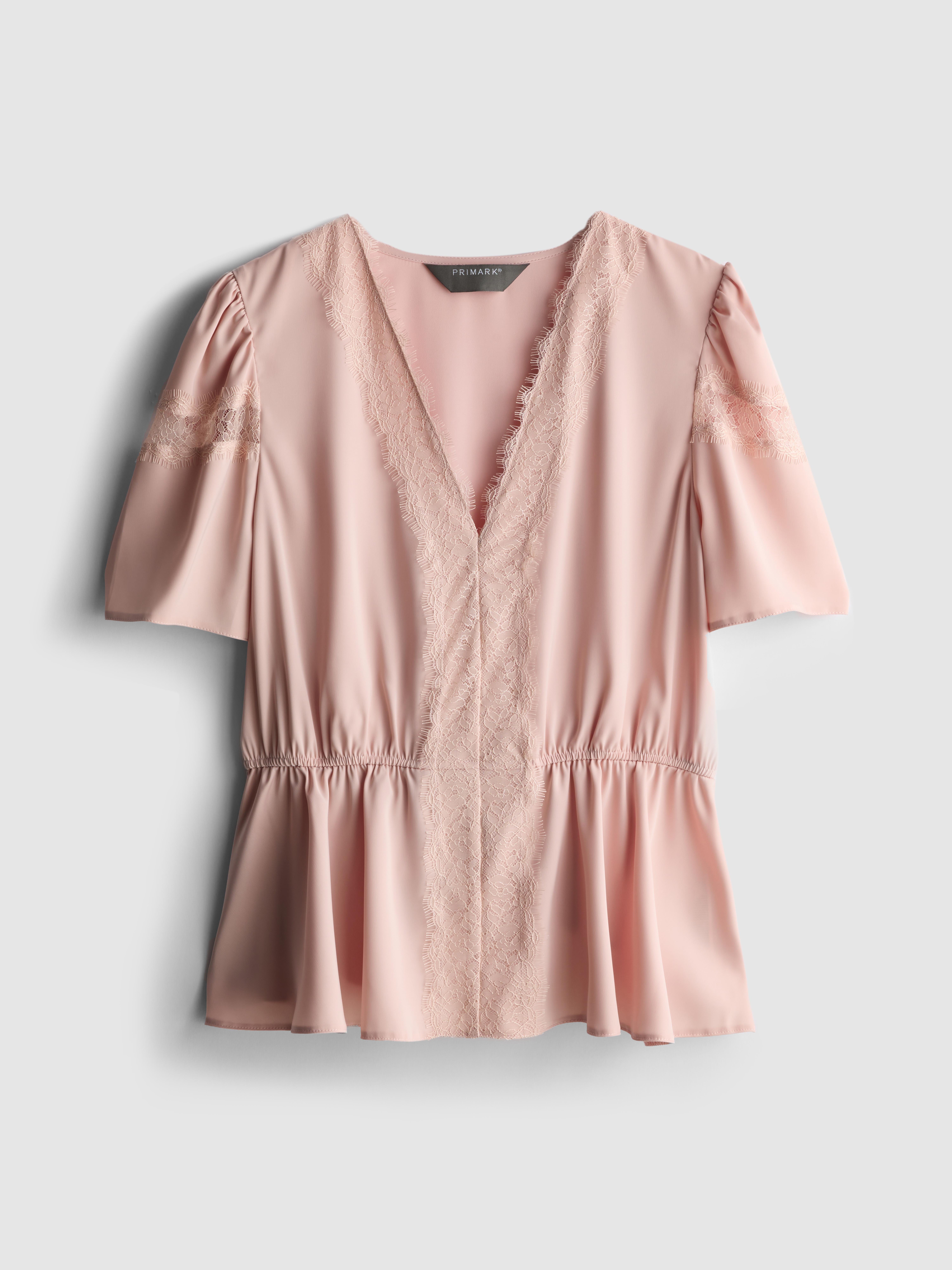 Satin Lace Insert Blouse