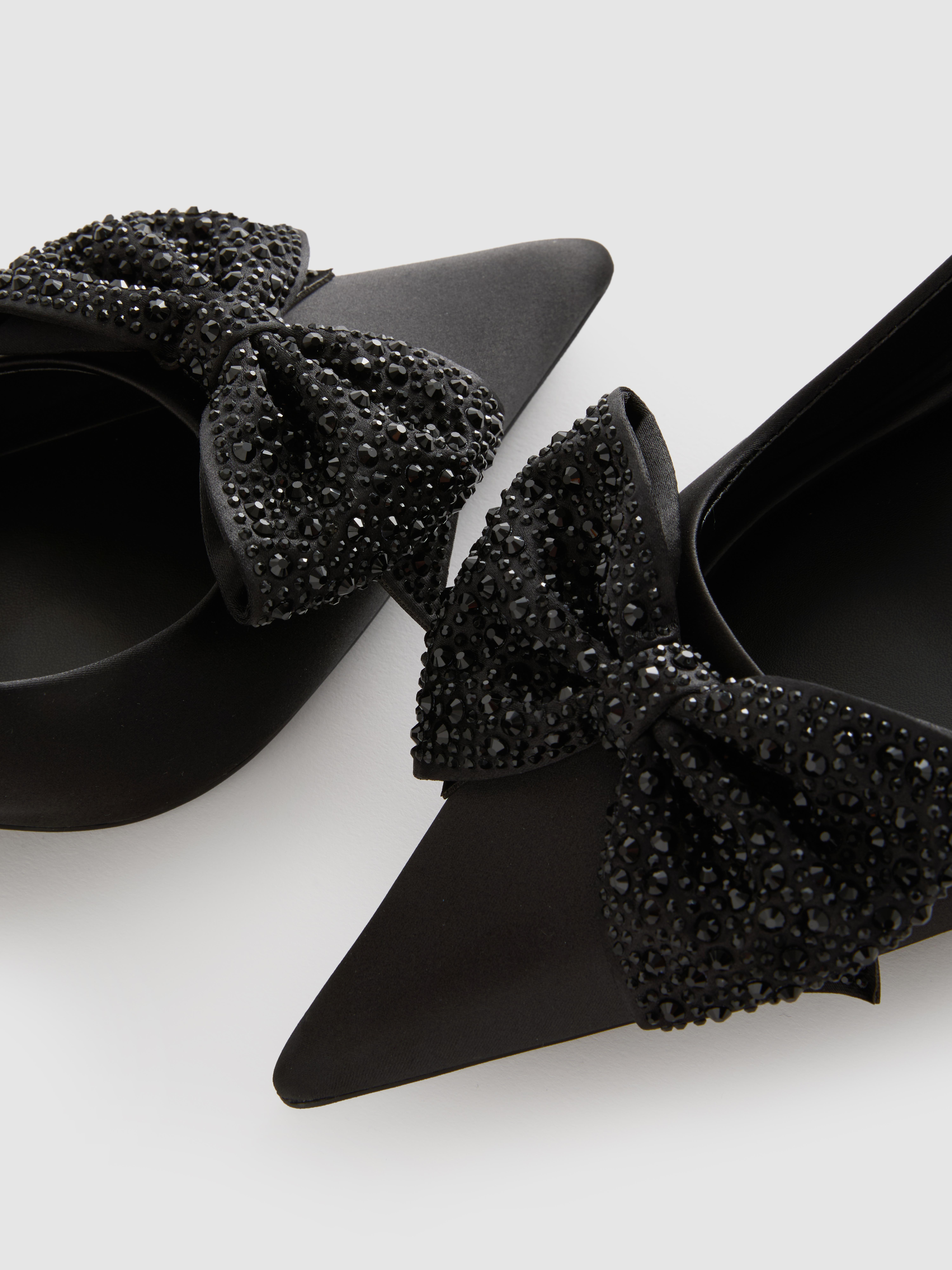 Wide Fit Rhinestone Bow Slingback Court Heels