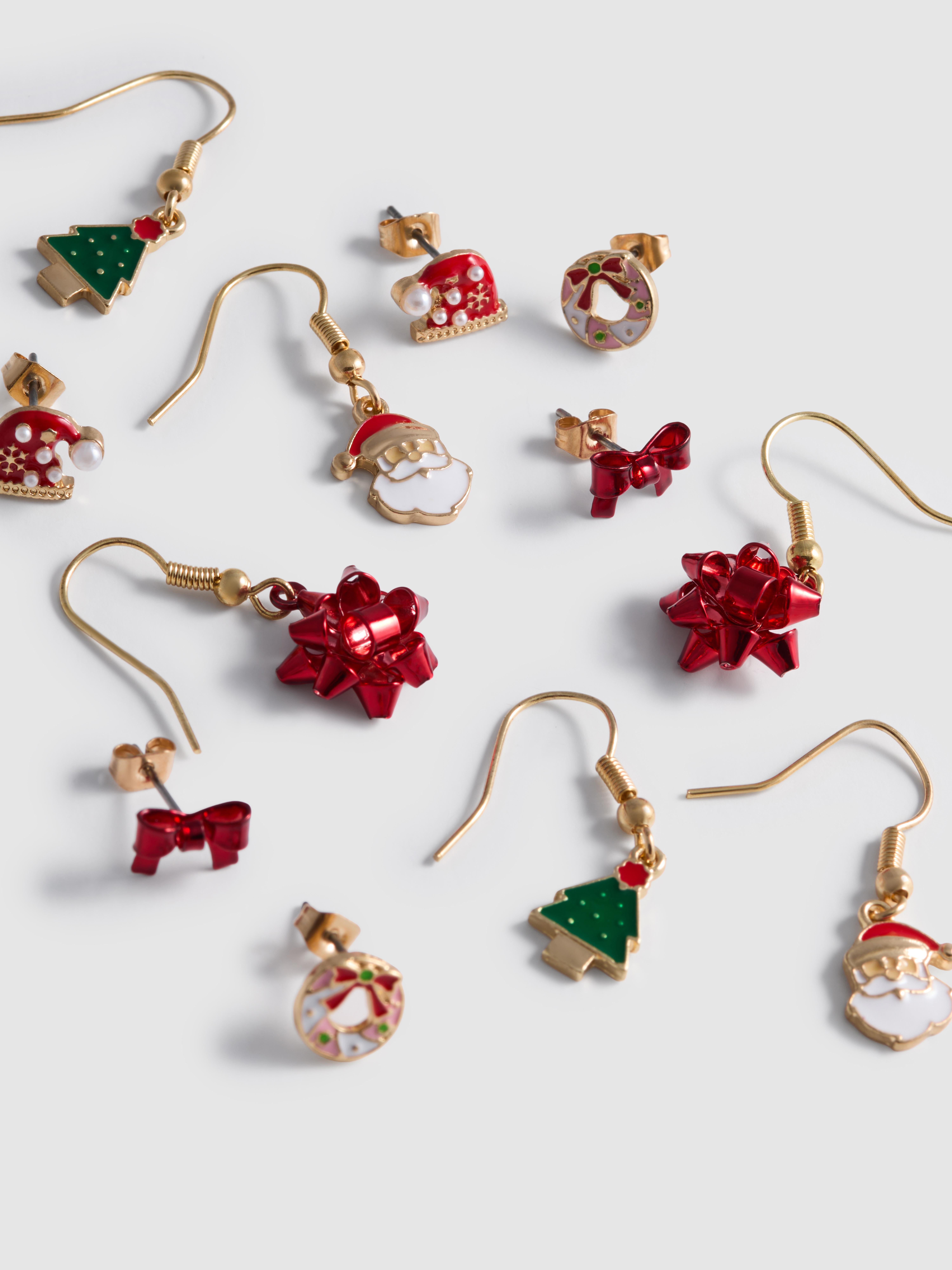 6pk Festive Stud & Hoop Earrings