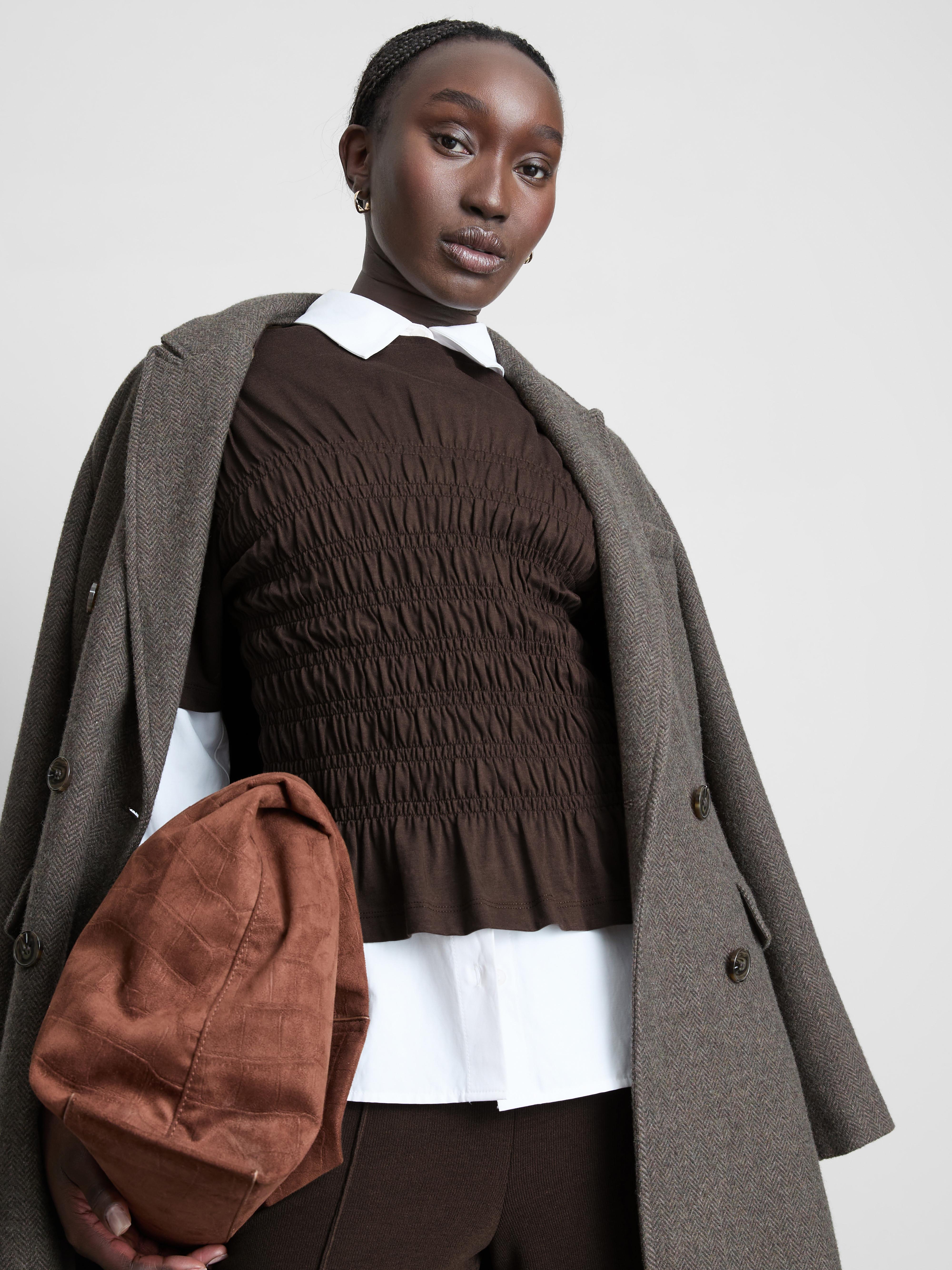 Cotton Shirred Bodice Tee