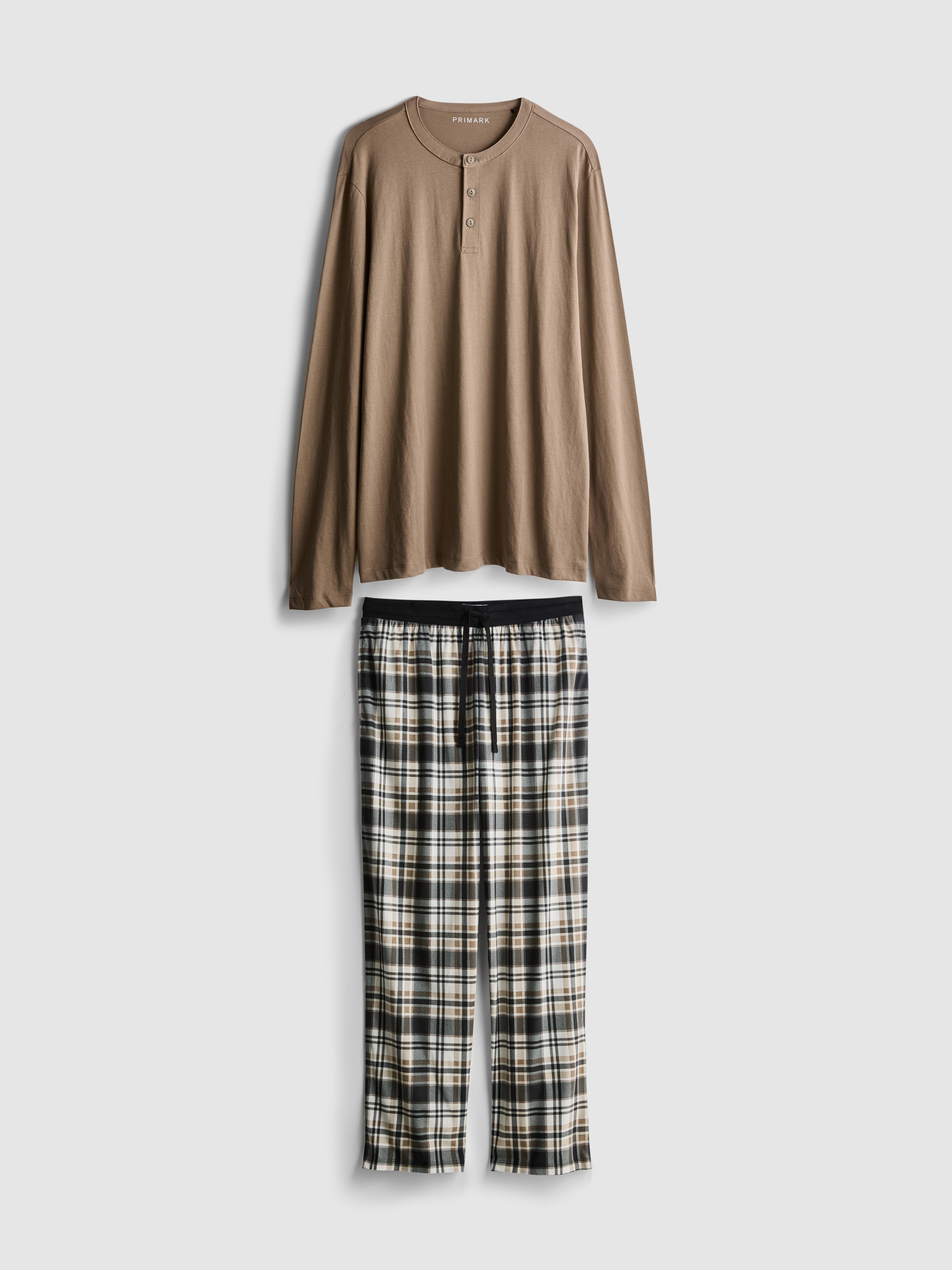 Henley Check Long Pajamas