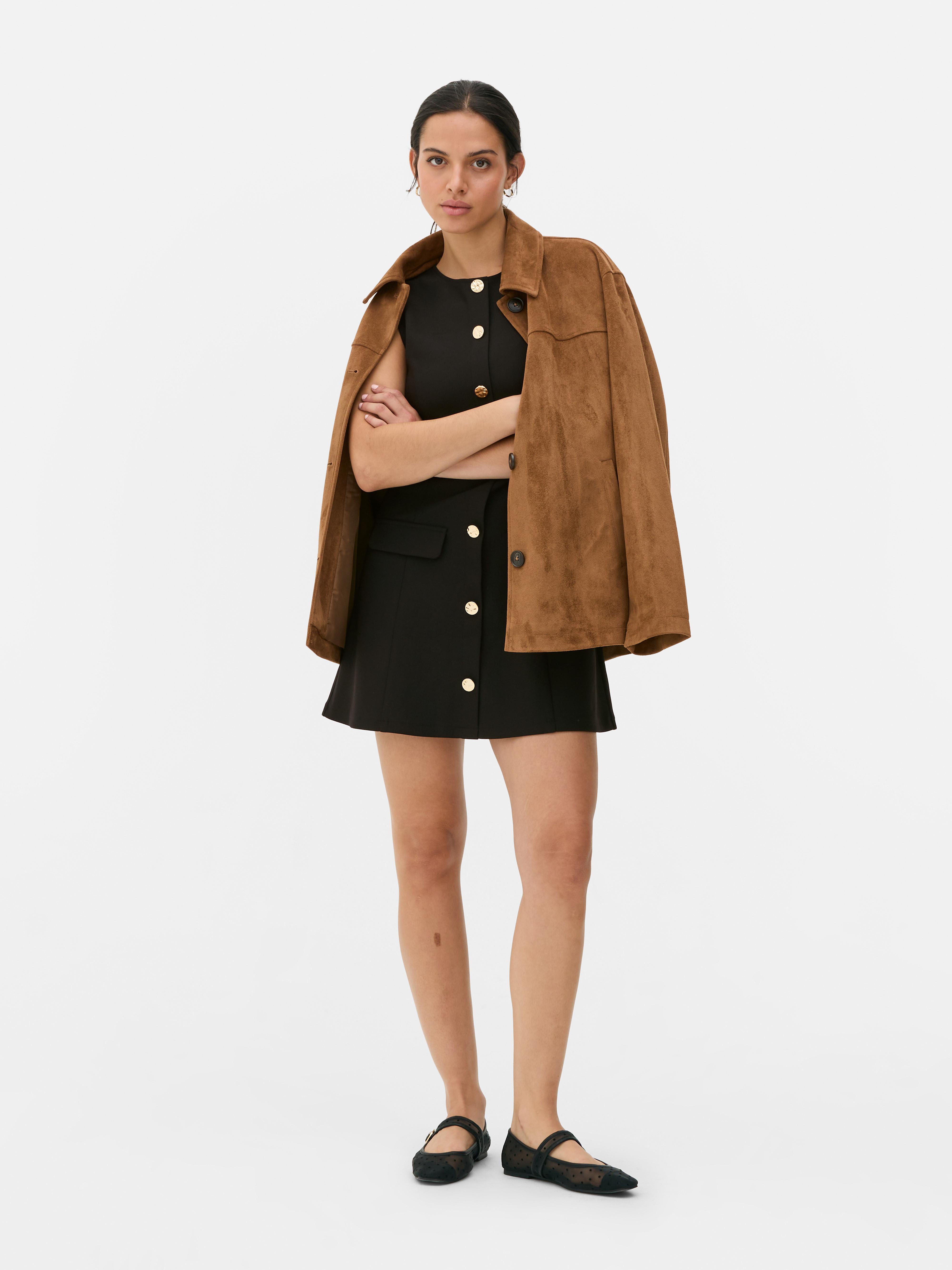 Button Through Mini Shift Dress