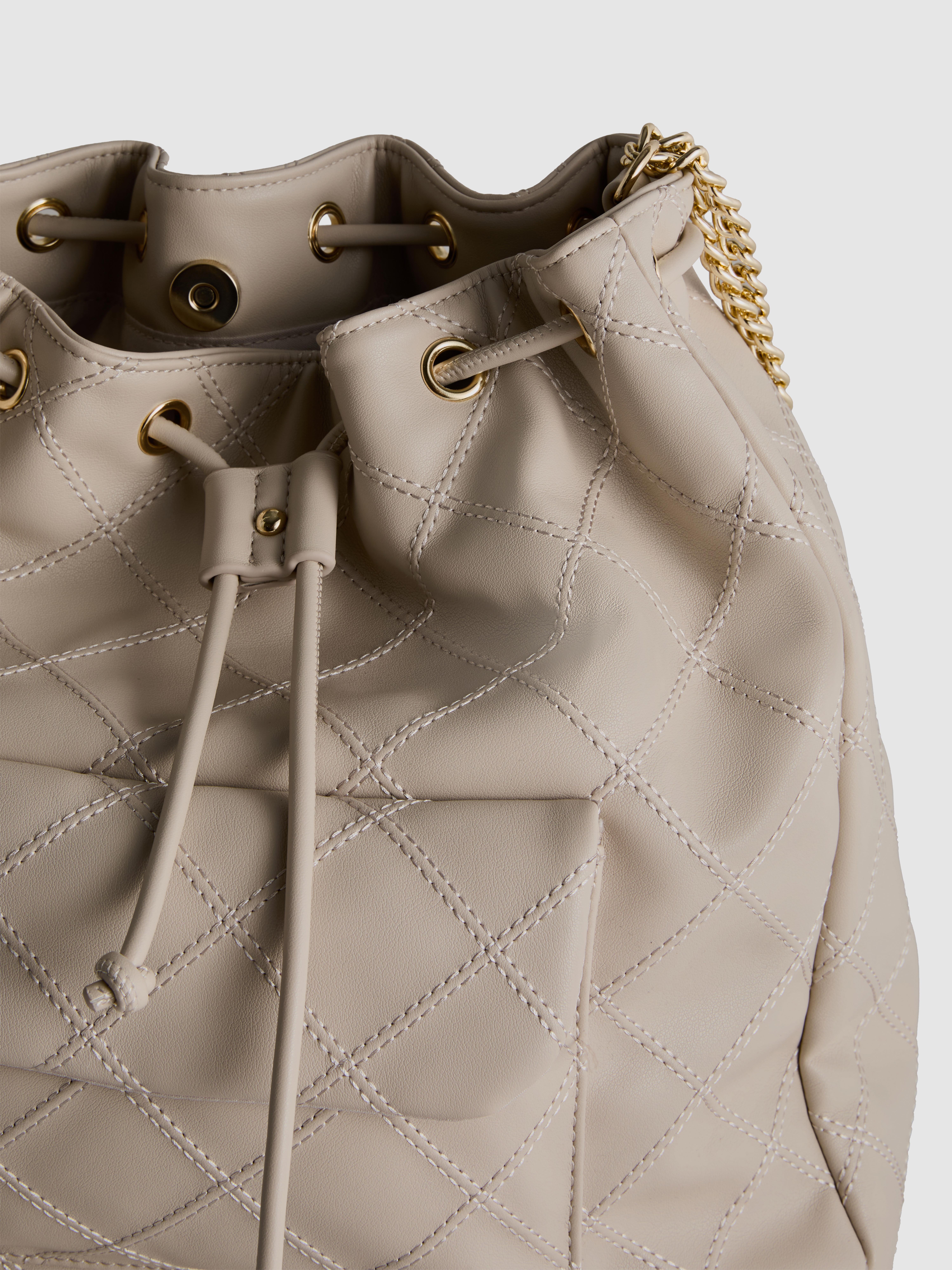 Quilted Faux Leather Bucket Bag