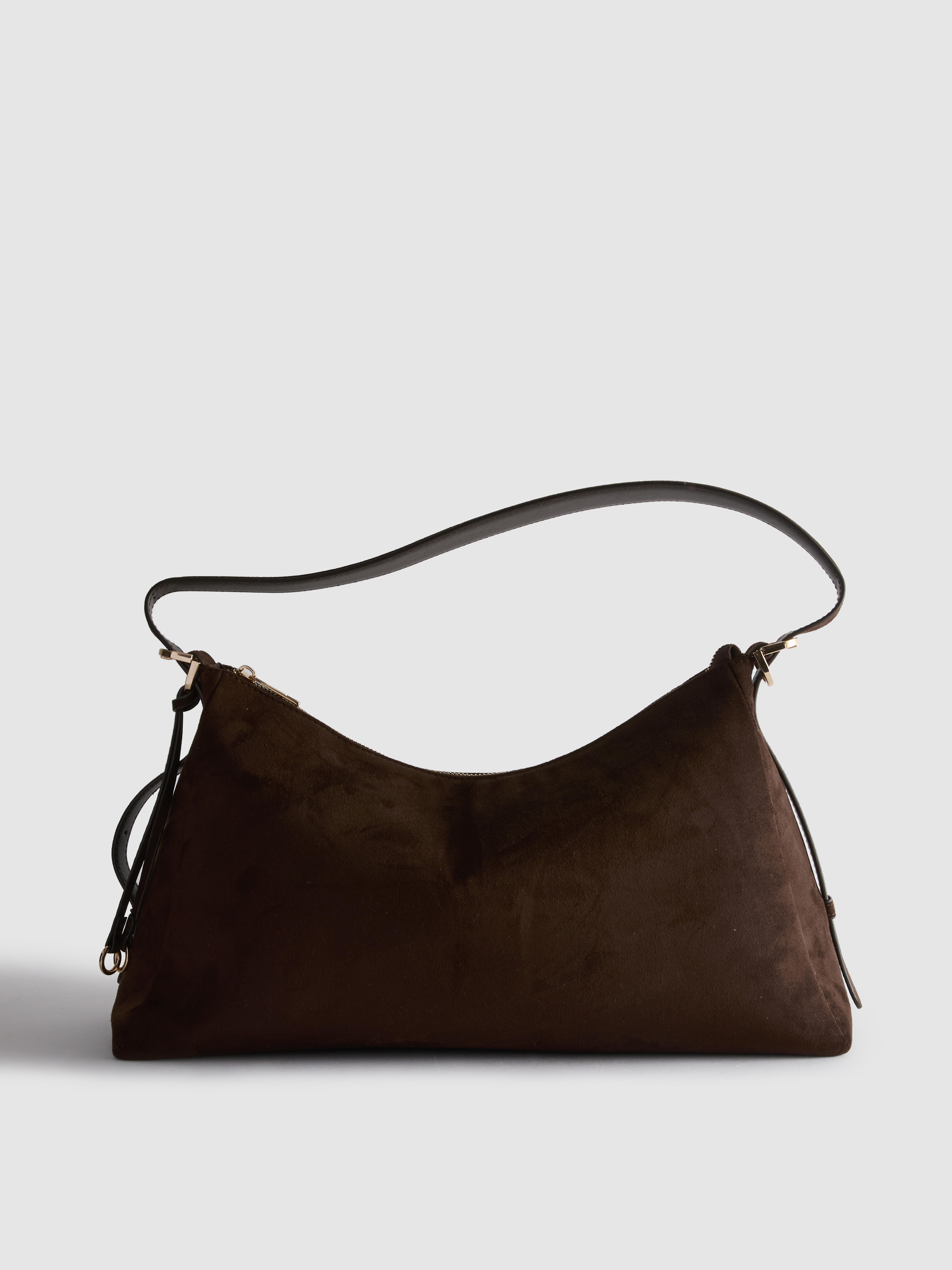 Paula Echevarría Faux Suede Curved Shoulder Bag