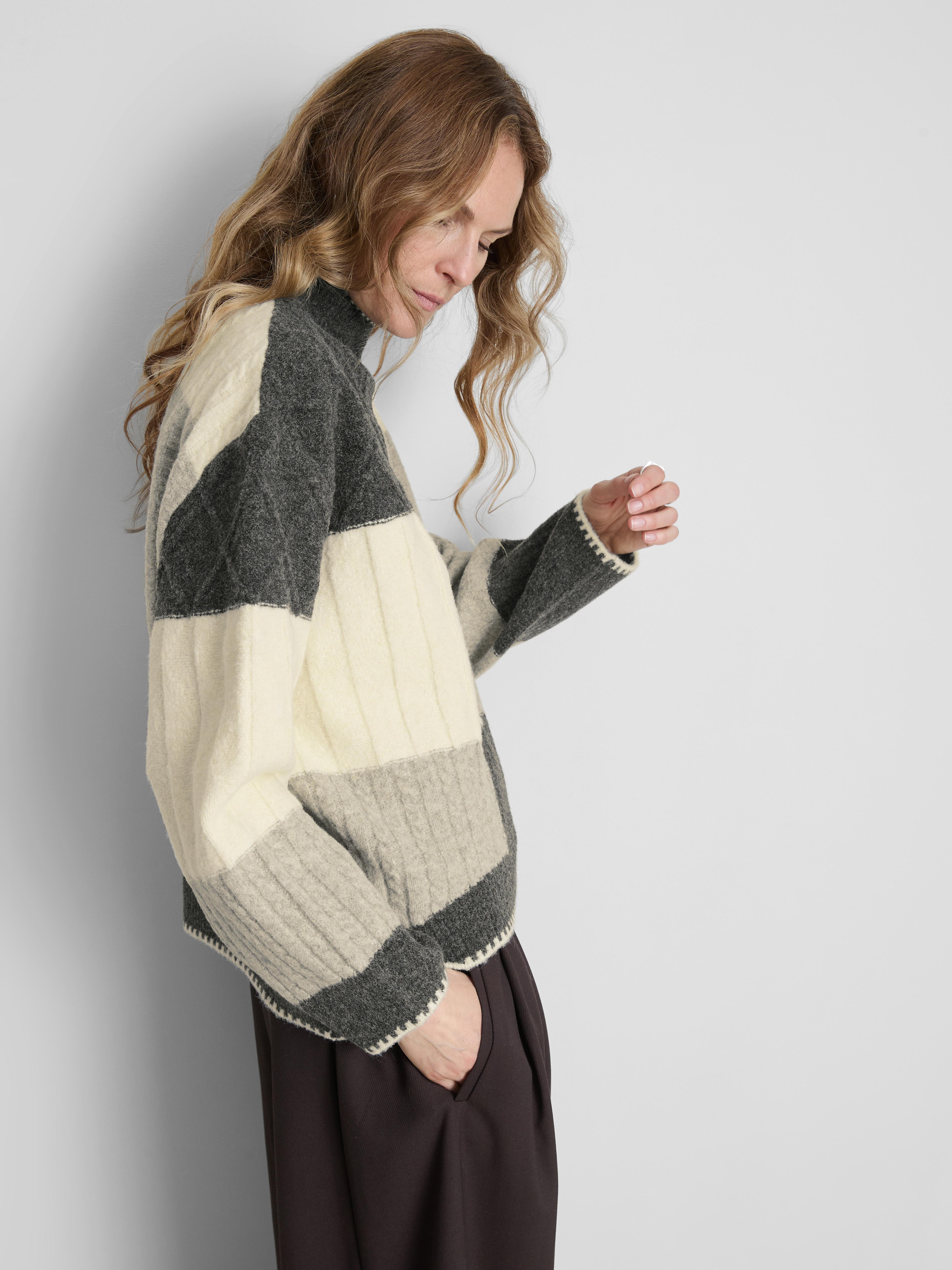 Patchwork Cable Knit Sweater