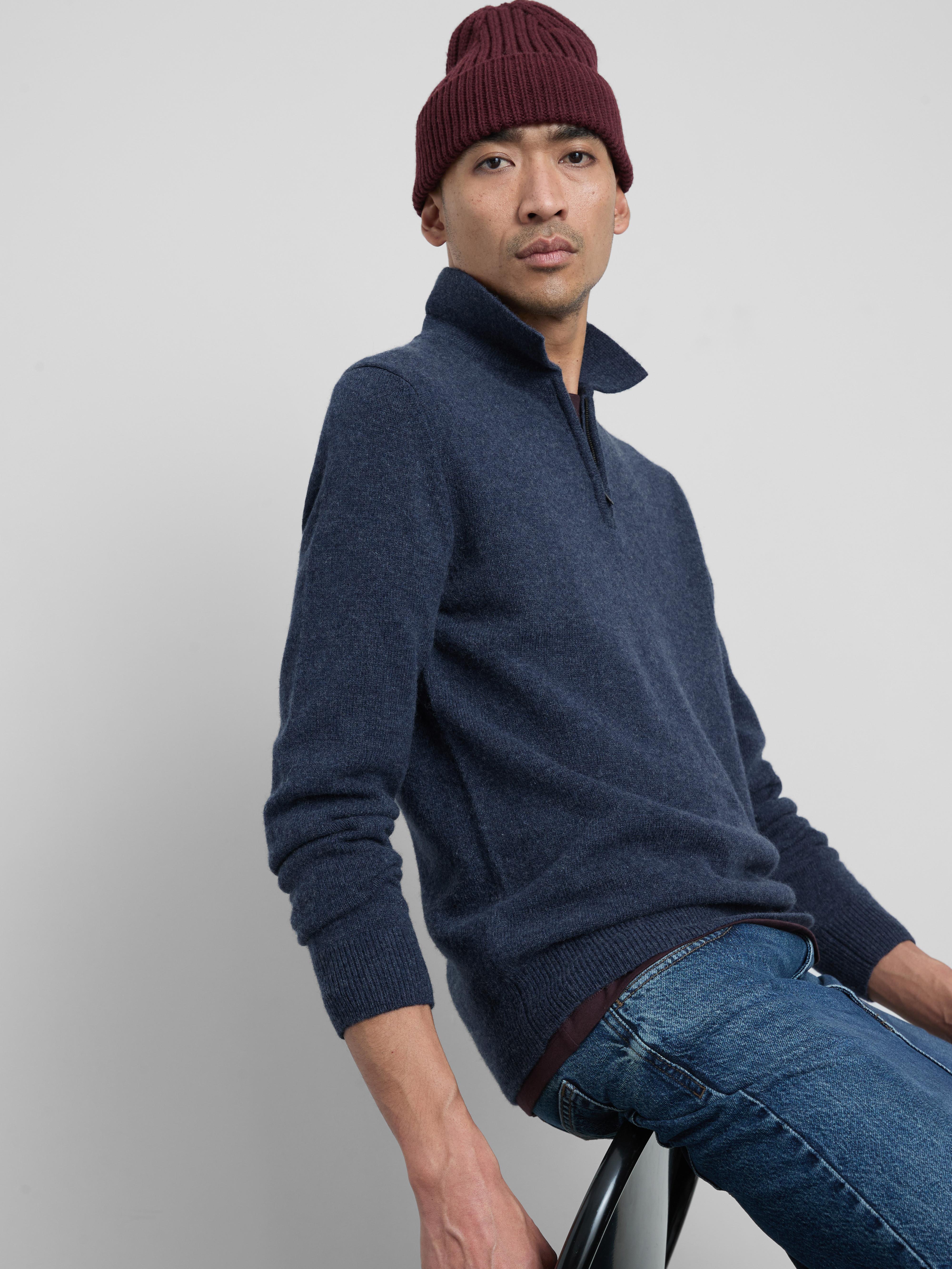 Wool Rich Quarter Zip Polo Sweater