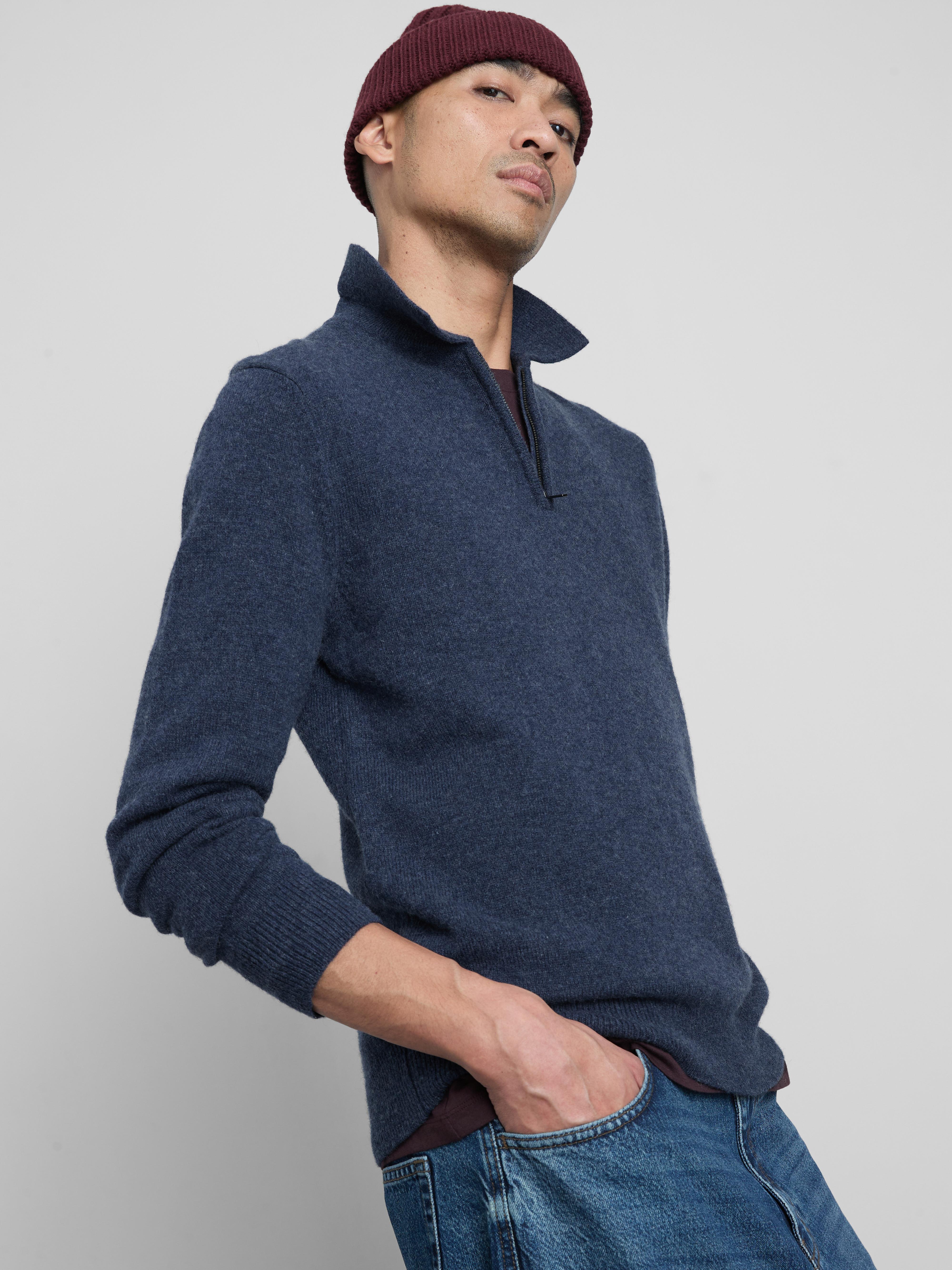 Wool Rich Quarter Zip Polo Sweater