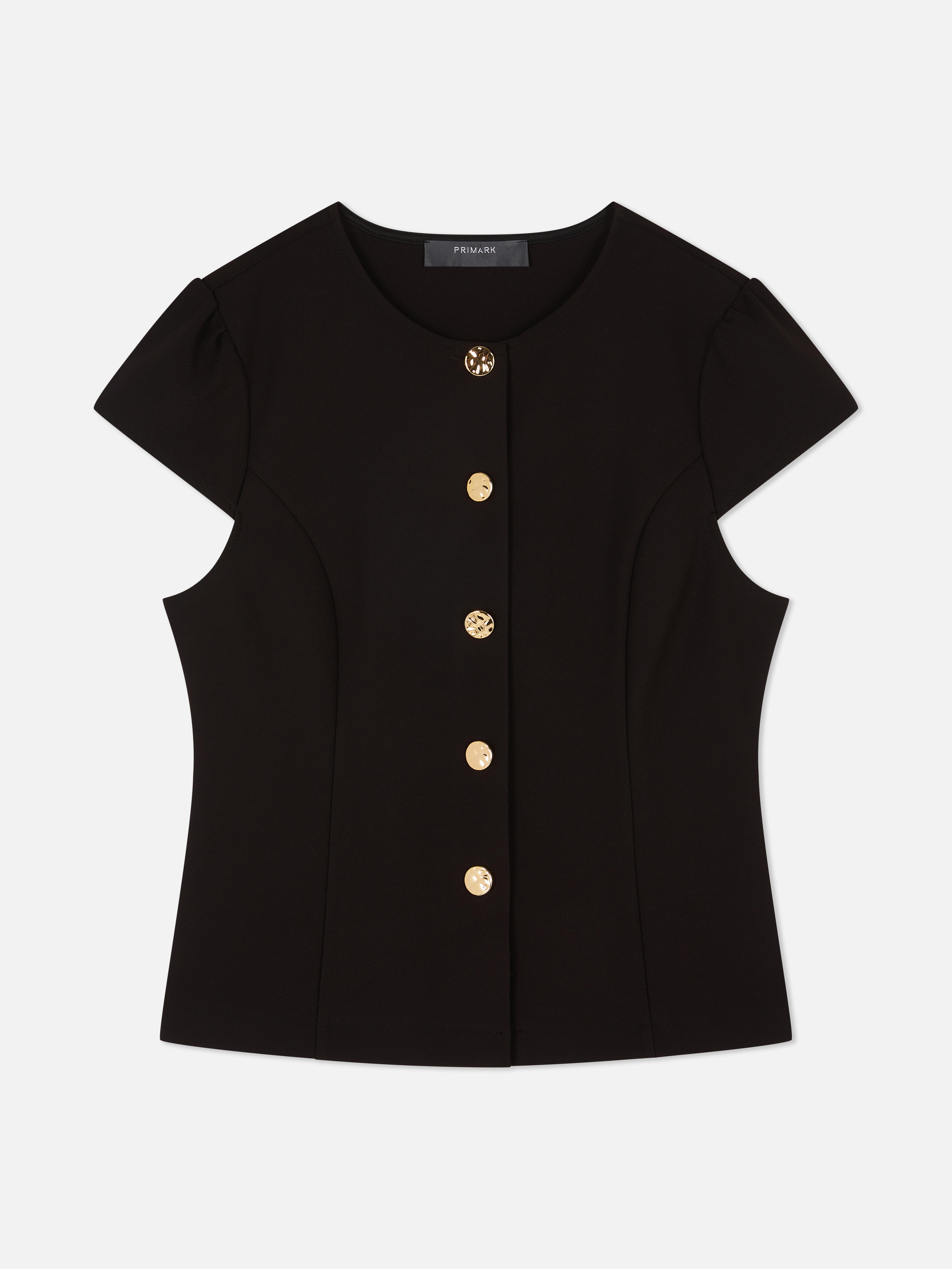 Cap Sleeve Button-Up Top