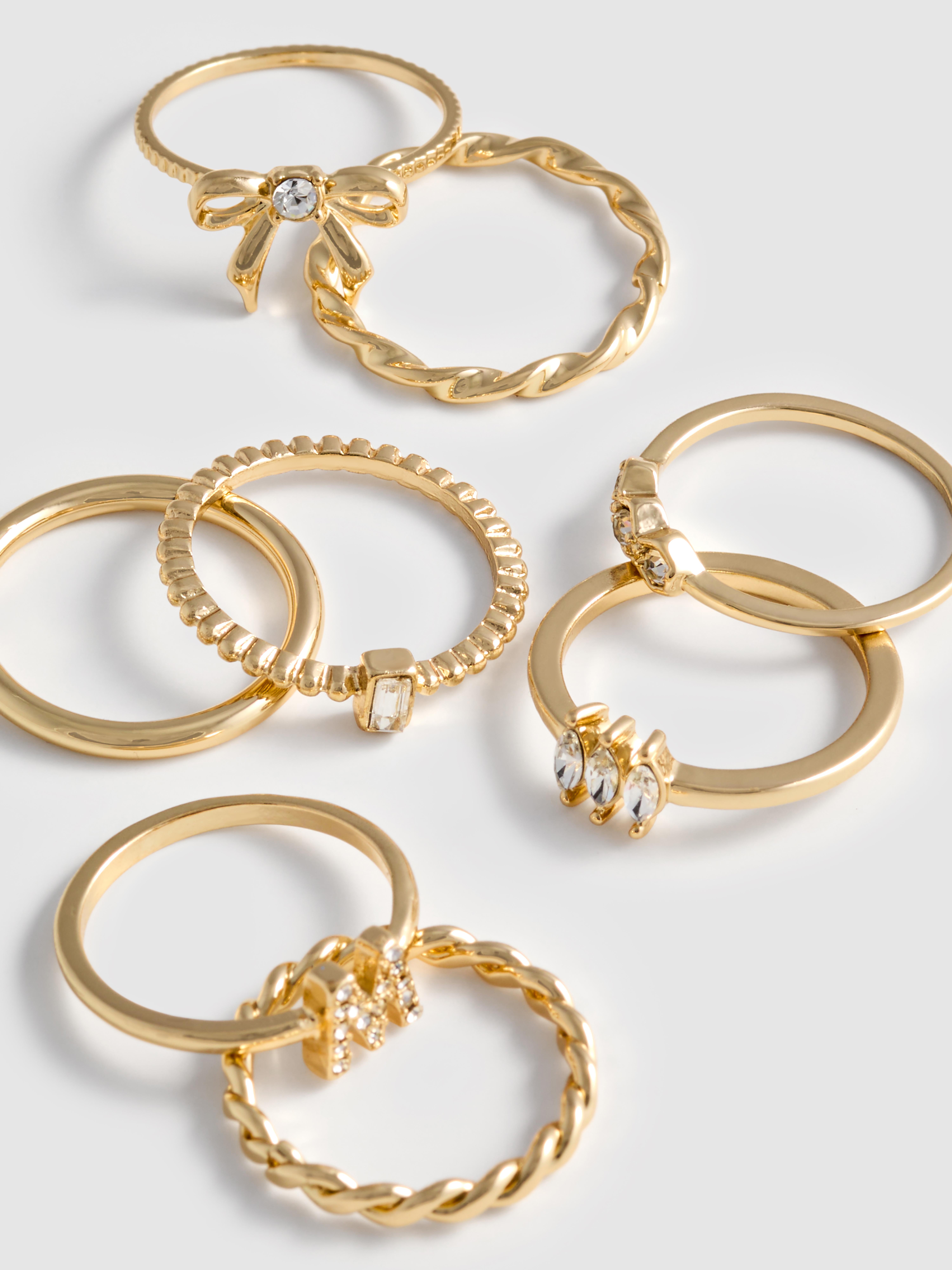 8pk Bow Initial Rings