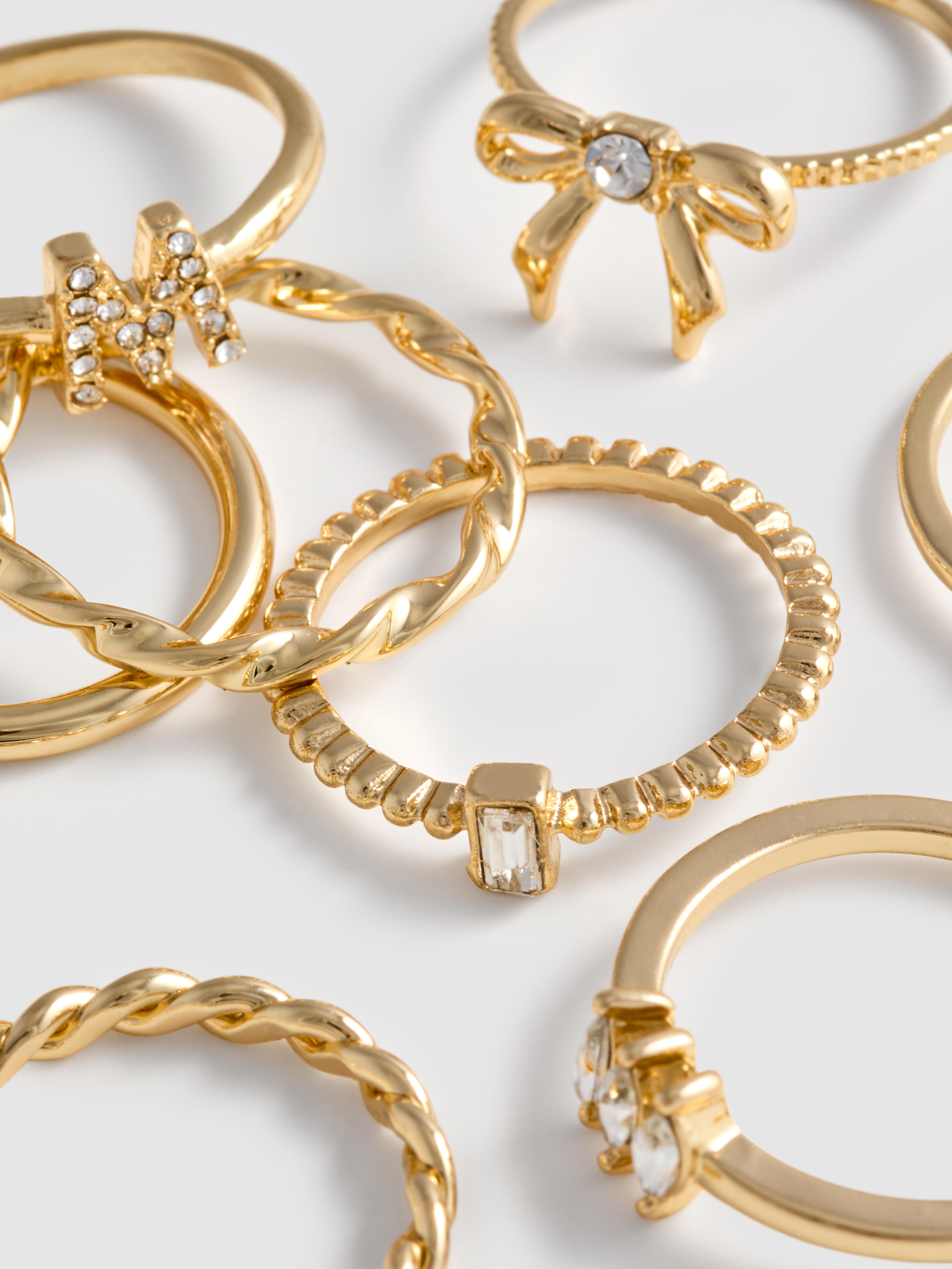 8pk Bow Initial Rings