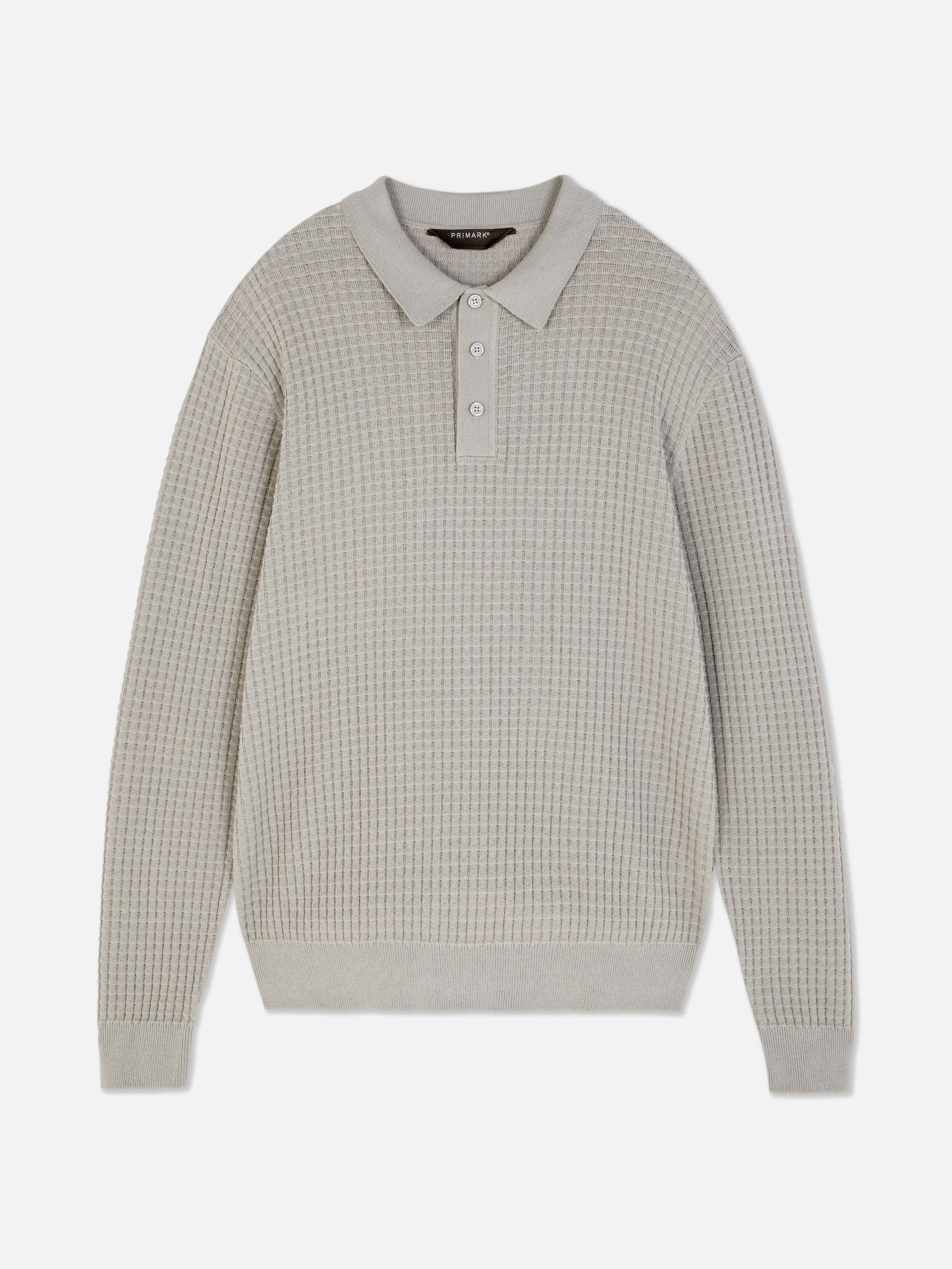 Textured Polo Sweater