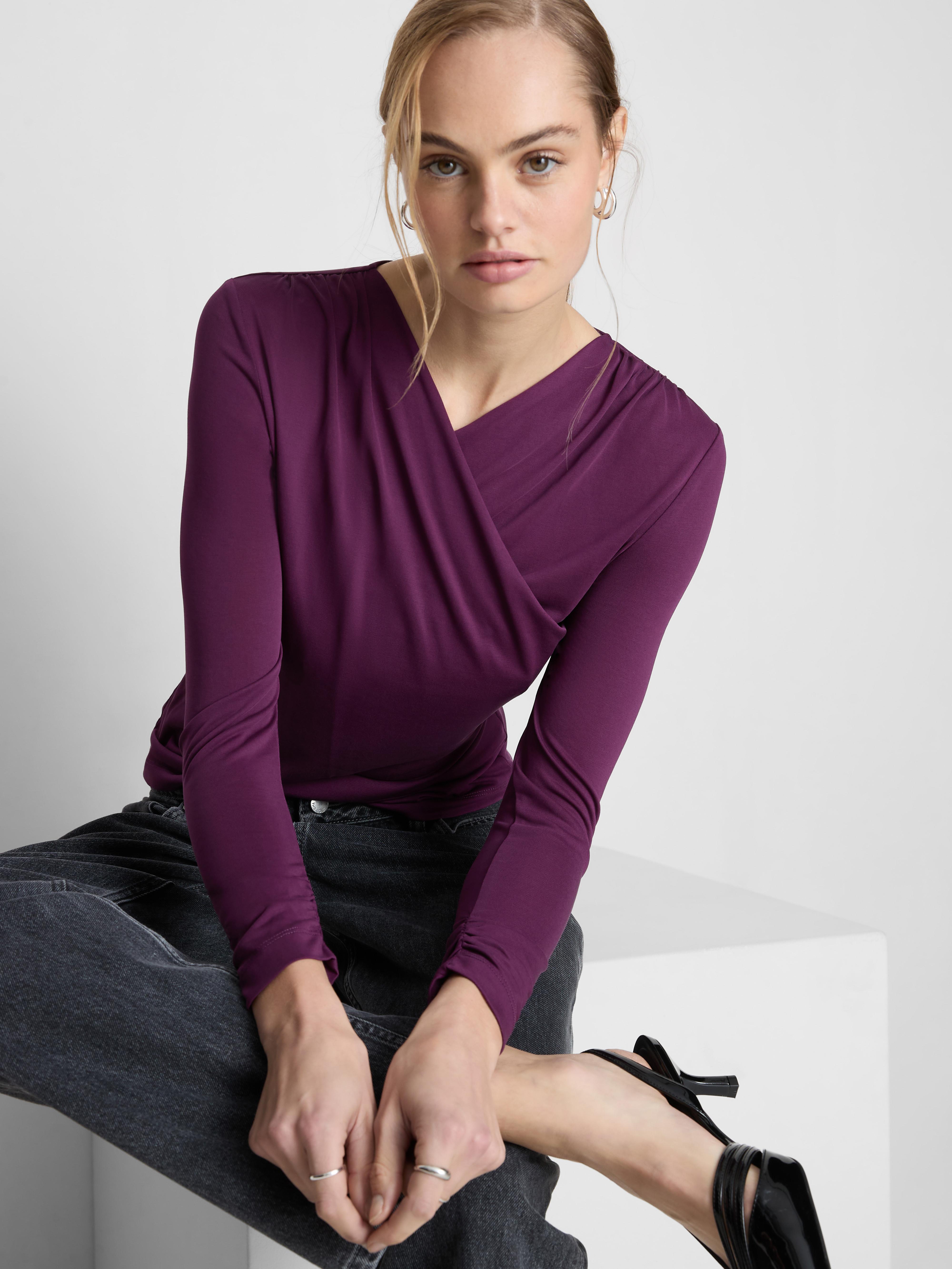 The Edit Draped Long Sleeve Top