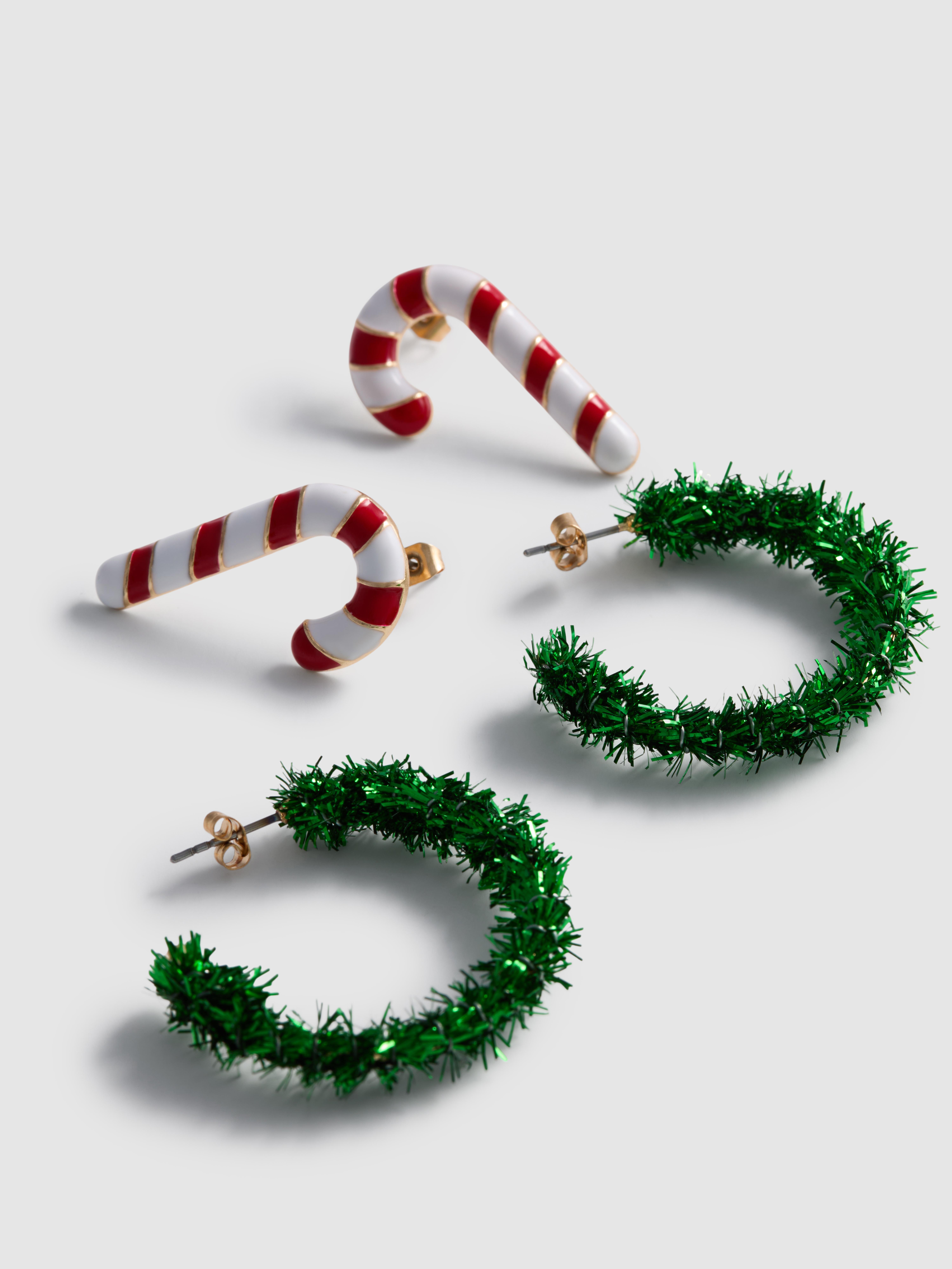 2pk Christmas Hoop Earrings