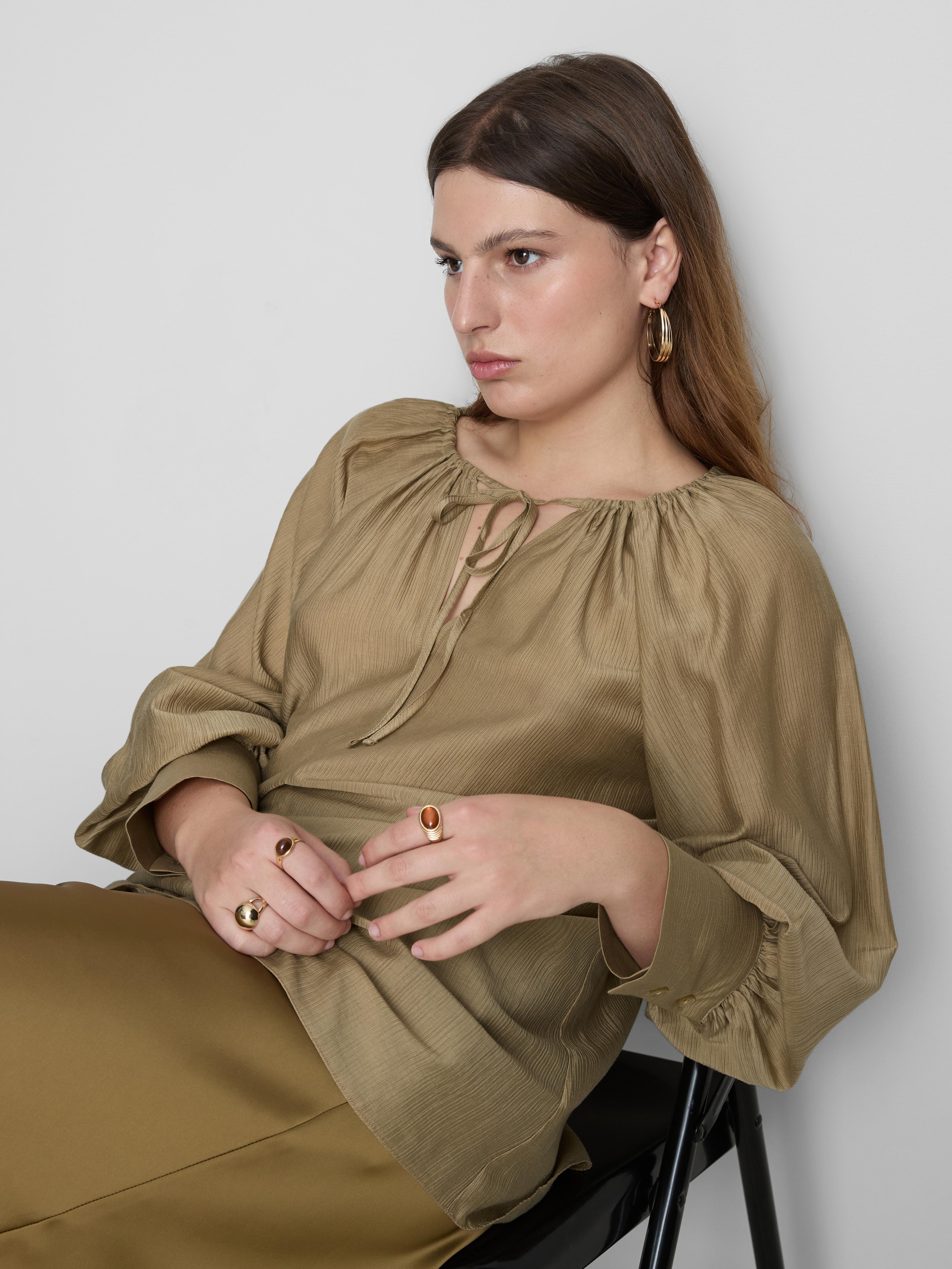 Tie Neck Shimmer Blouse