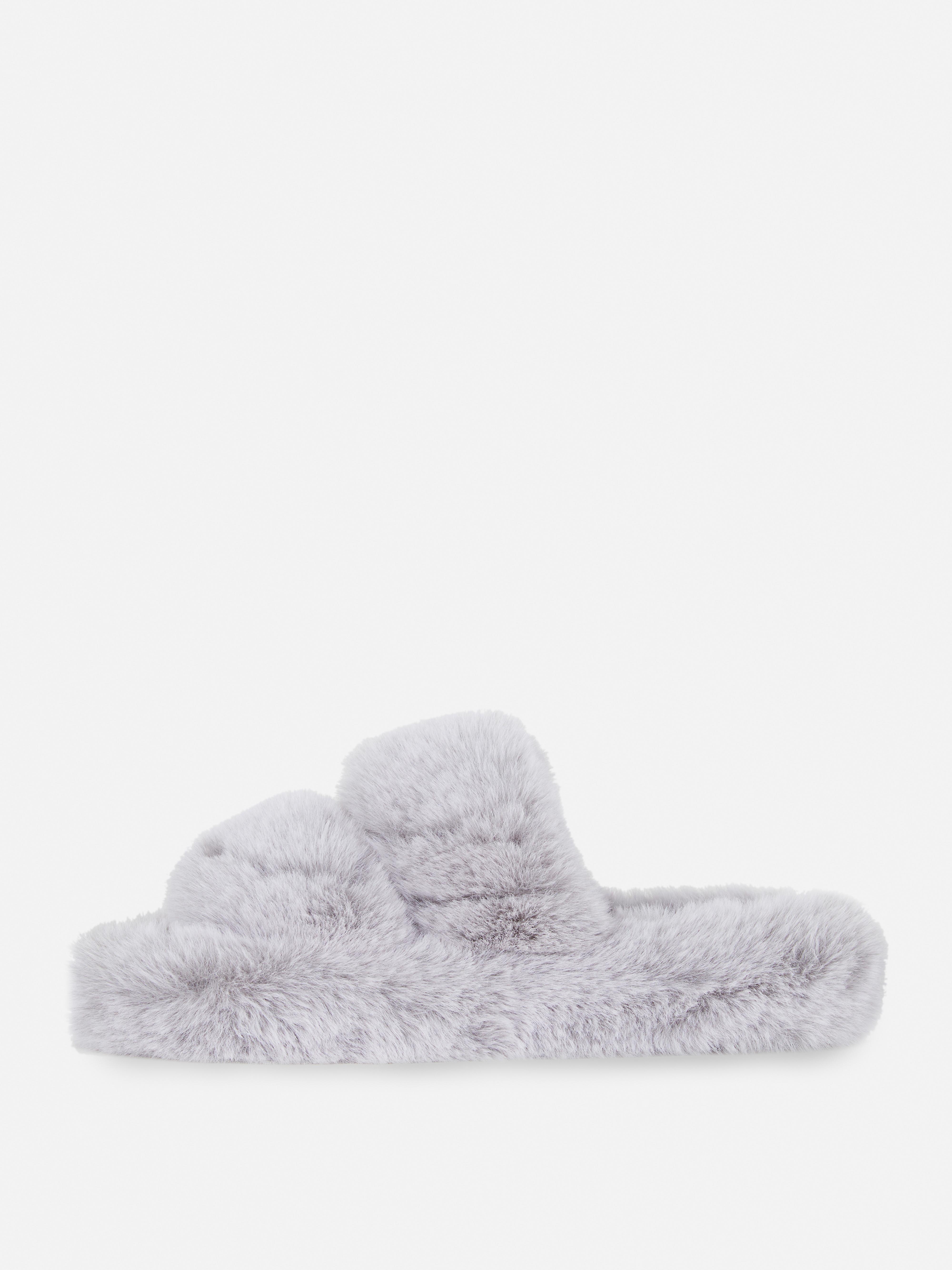 Fluffy Double Strap Slippers