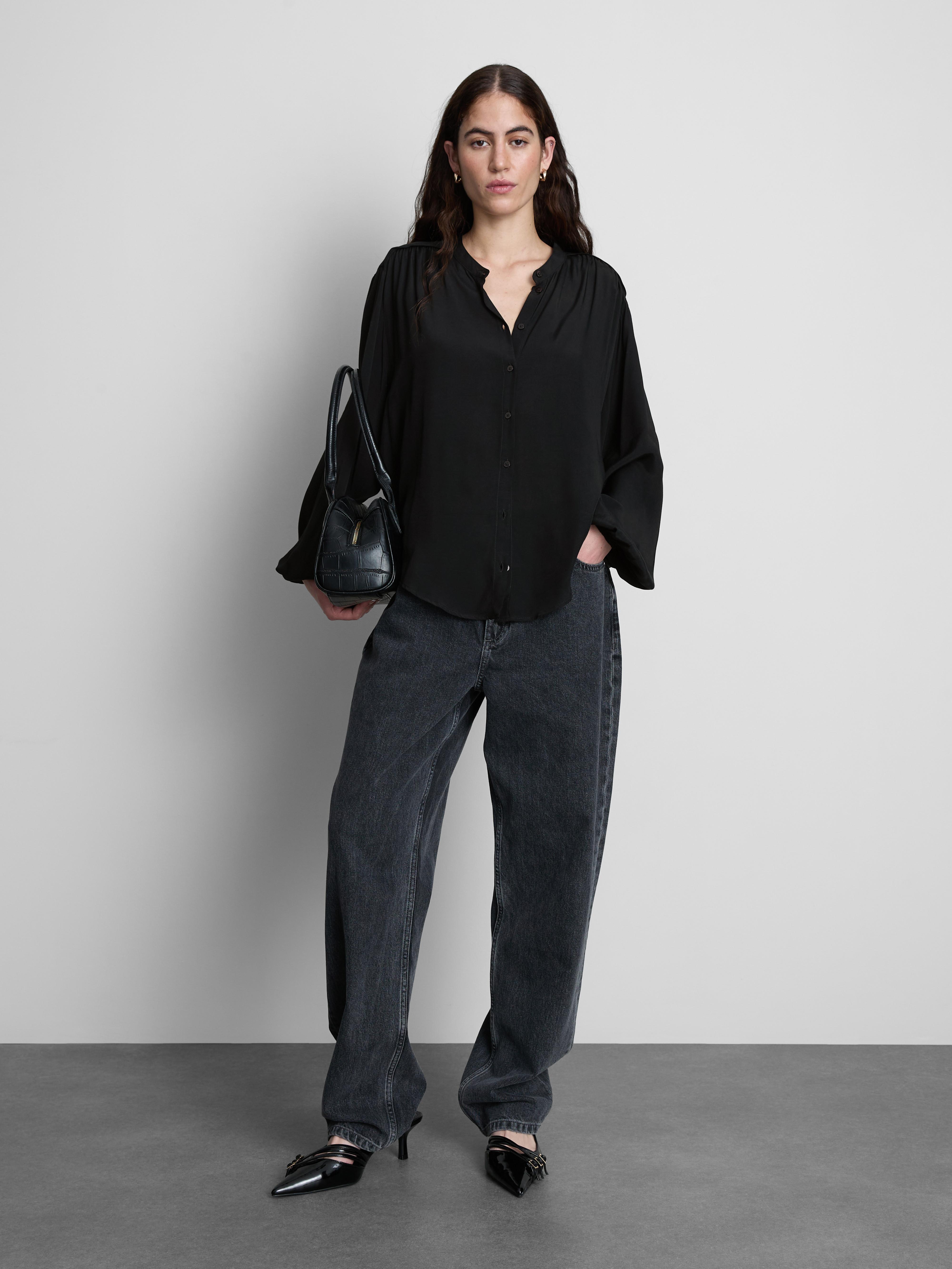 Button-Up Long Sleeve Blouse