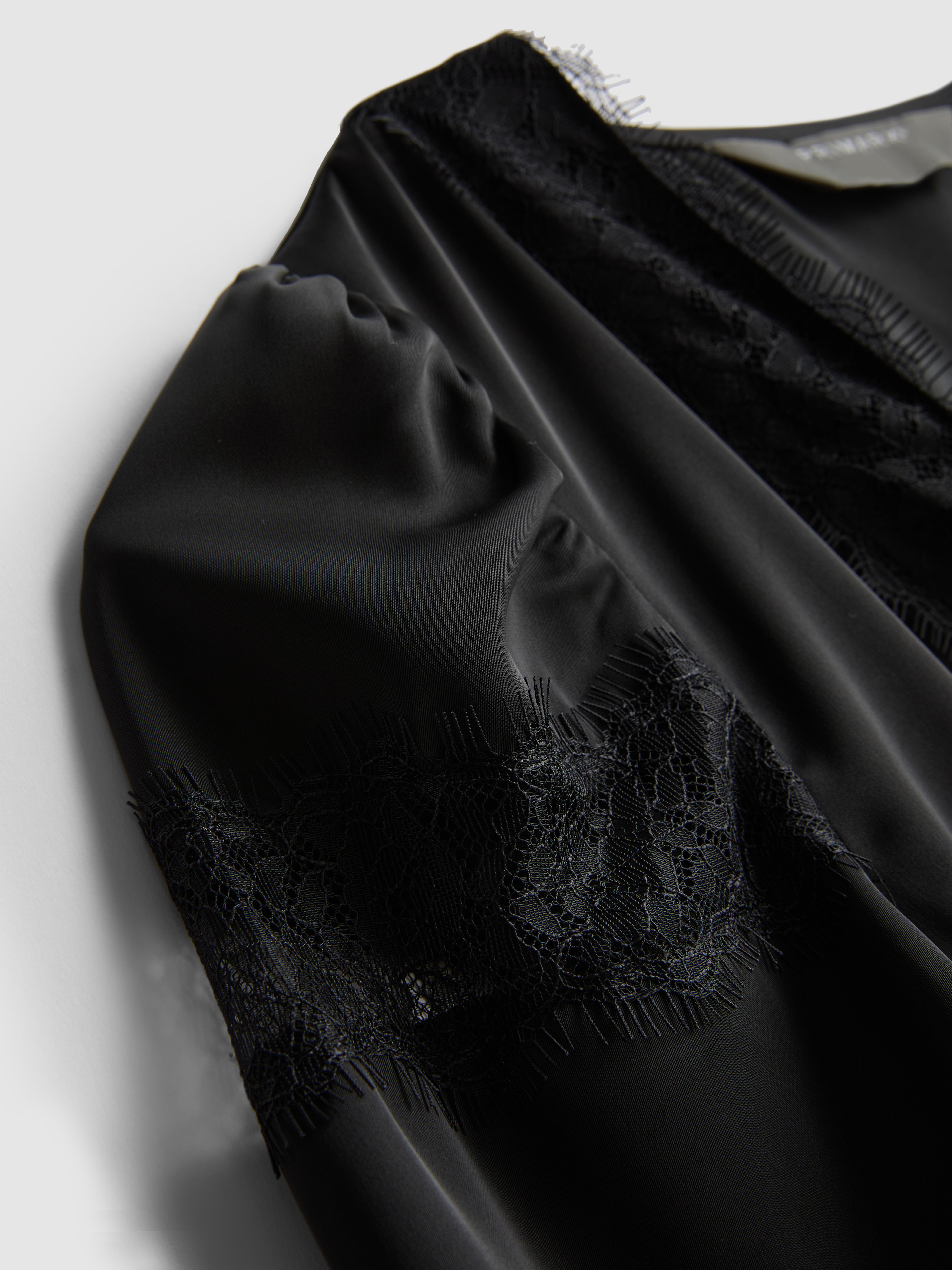 Satin Lace Insert Blouse