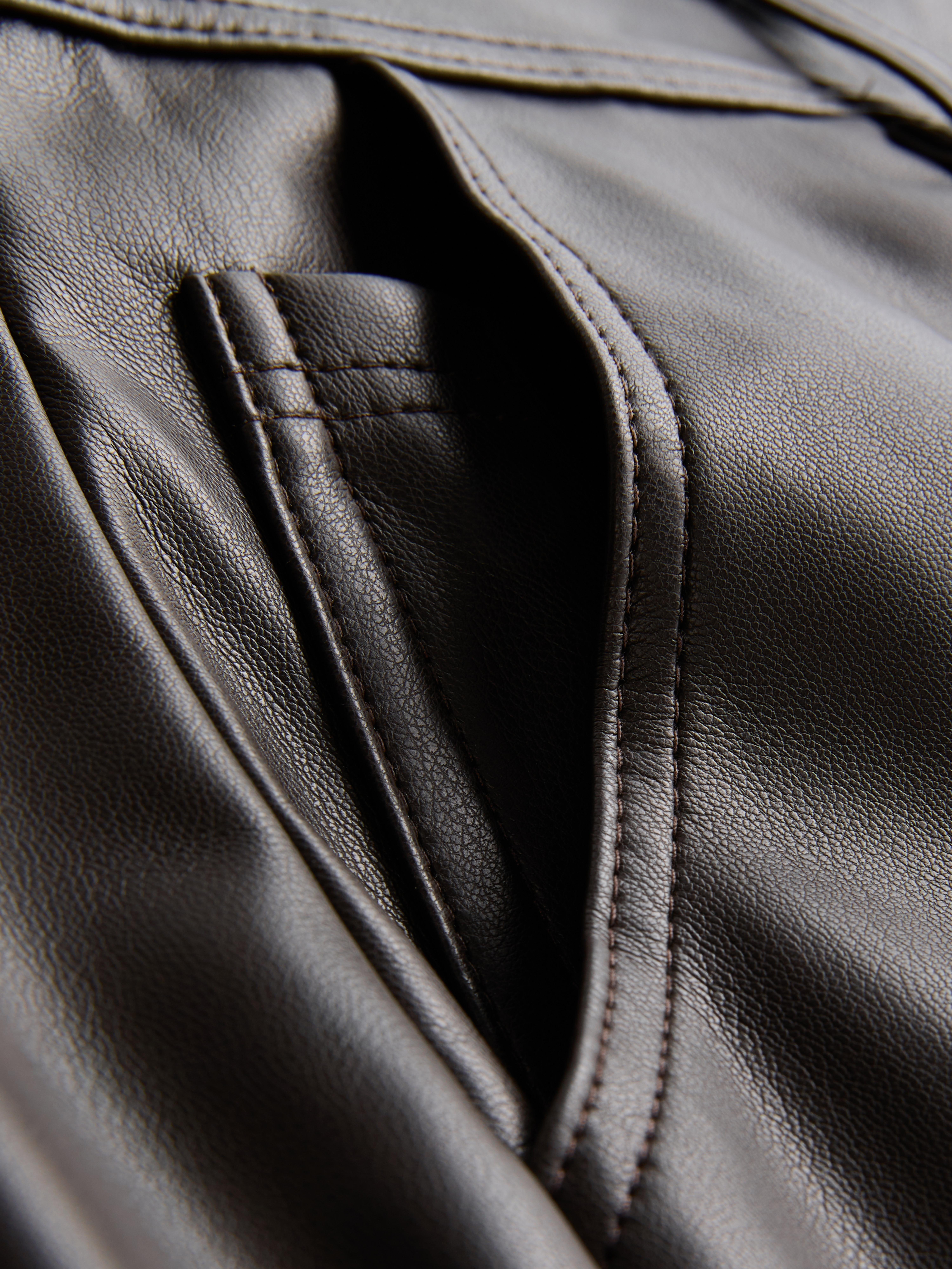 Faux Leather Barrel Leg Pants