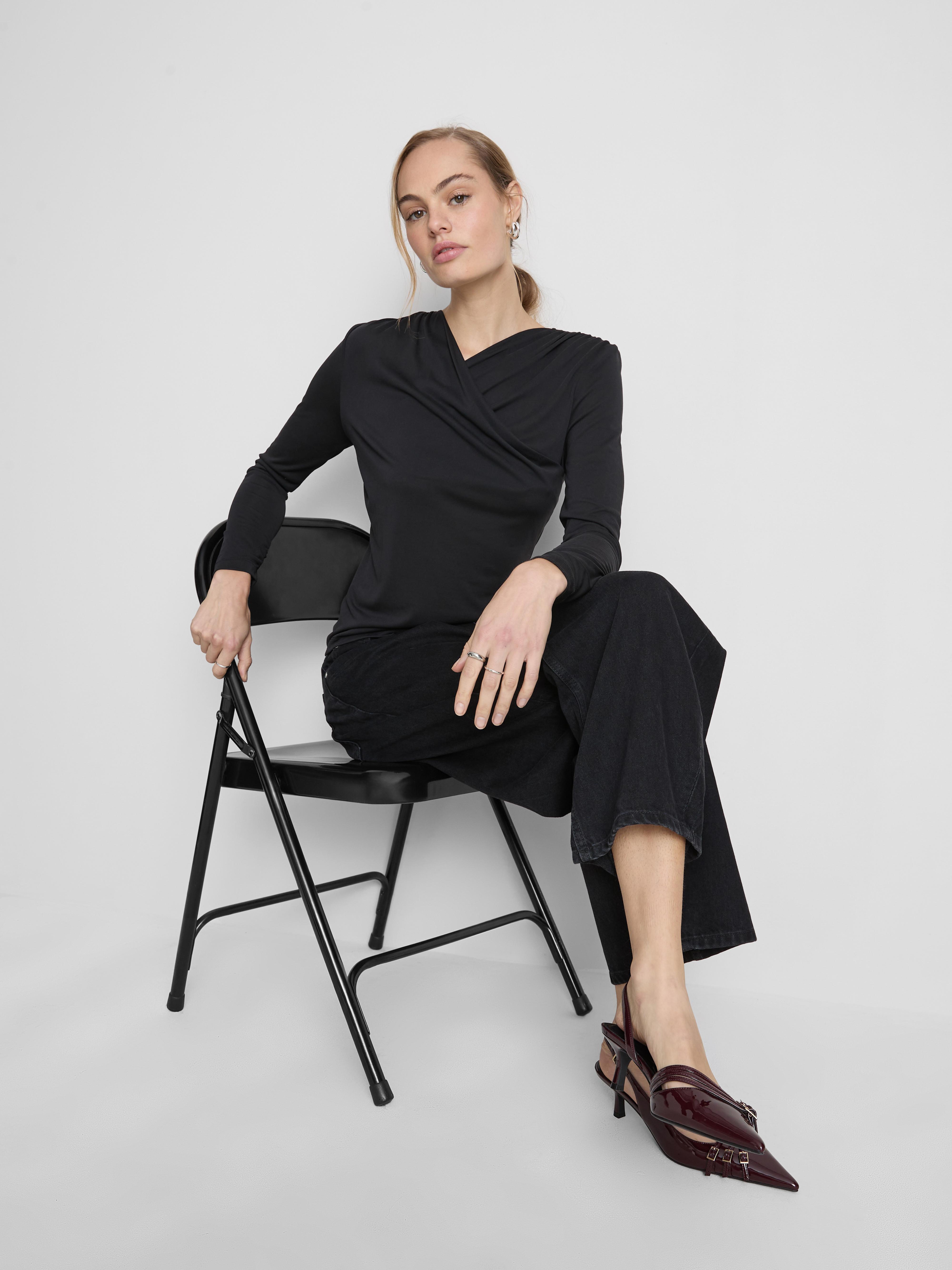 The Edit Draped Long Sleeve Top