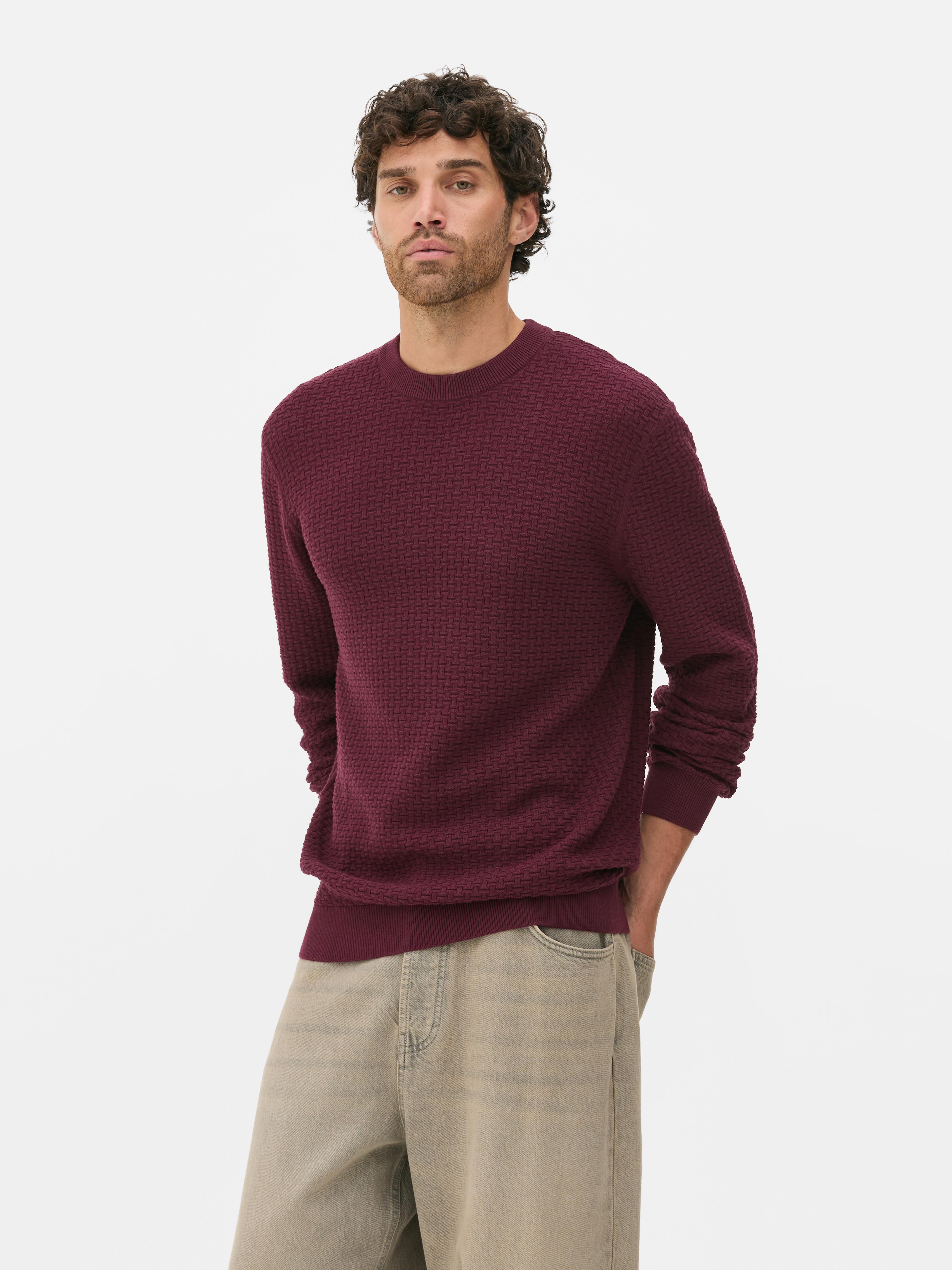 Textured Crew Neck Sweater