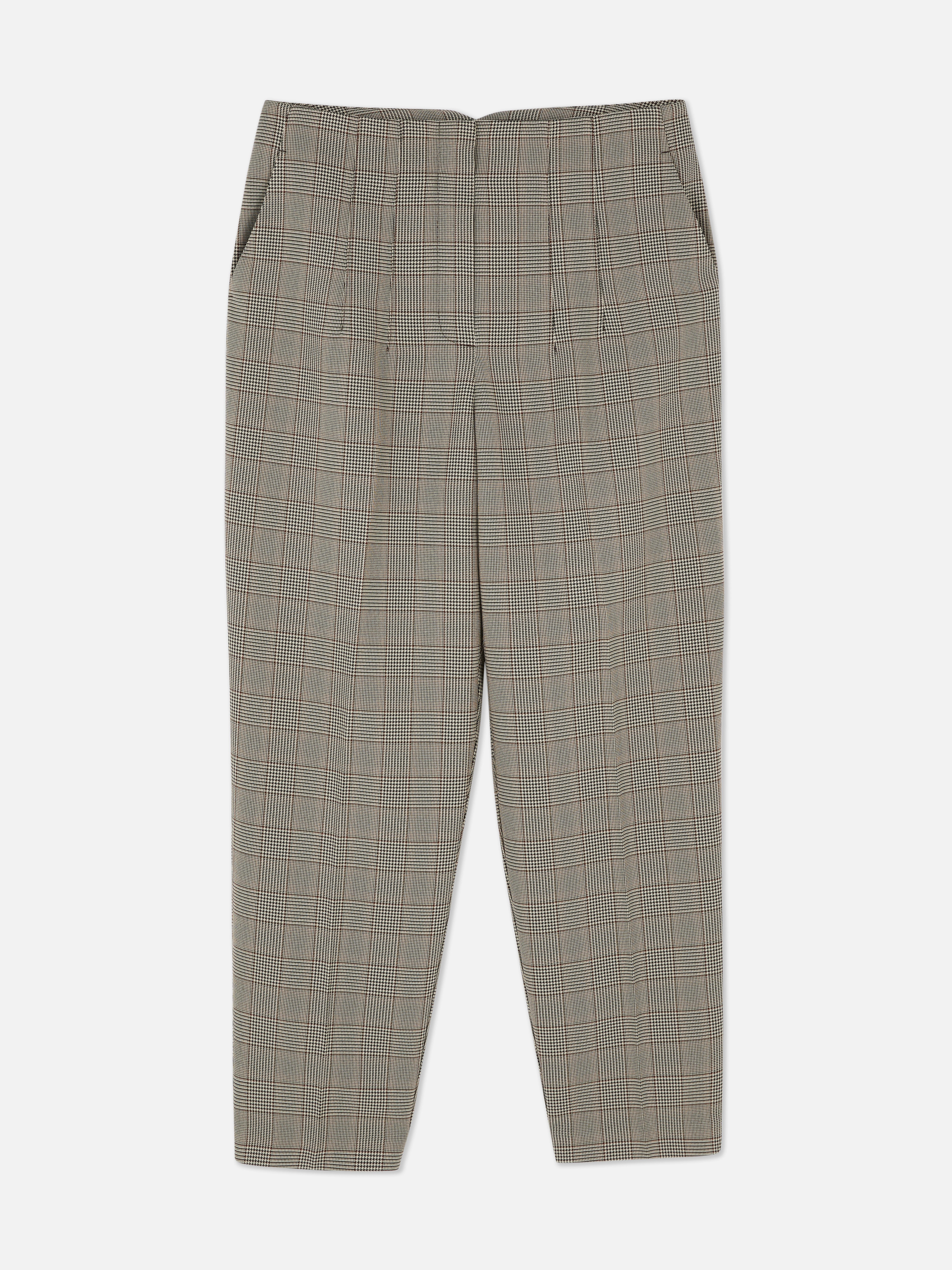 High-Waisted Check Pants