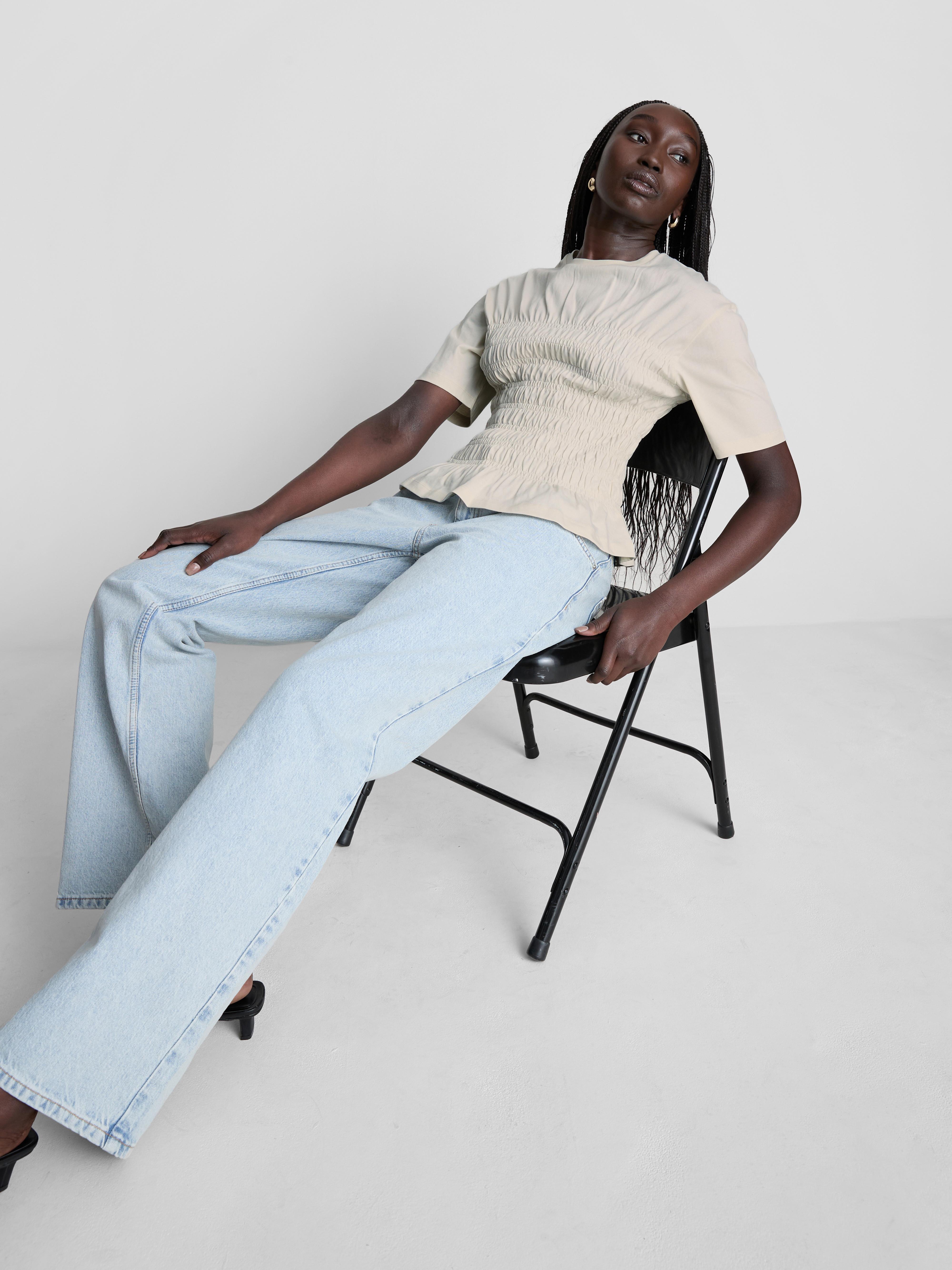 Cotton Shirred Bodice Tee