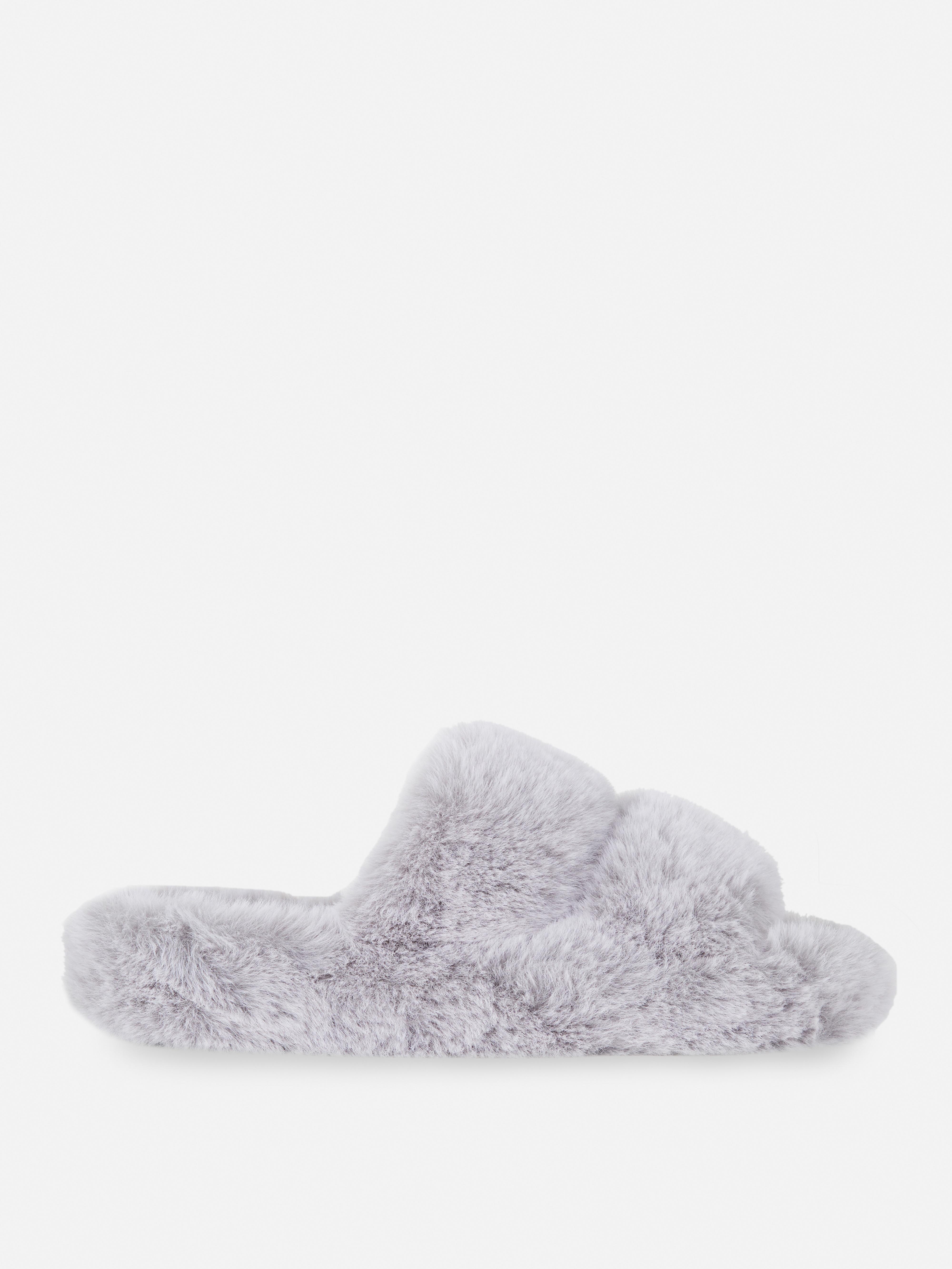 Fluffy Double Strap Slippers
