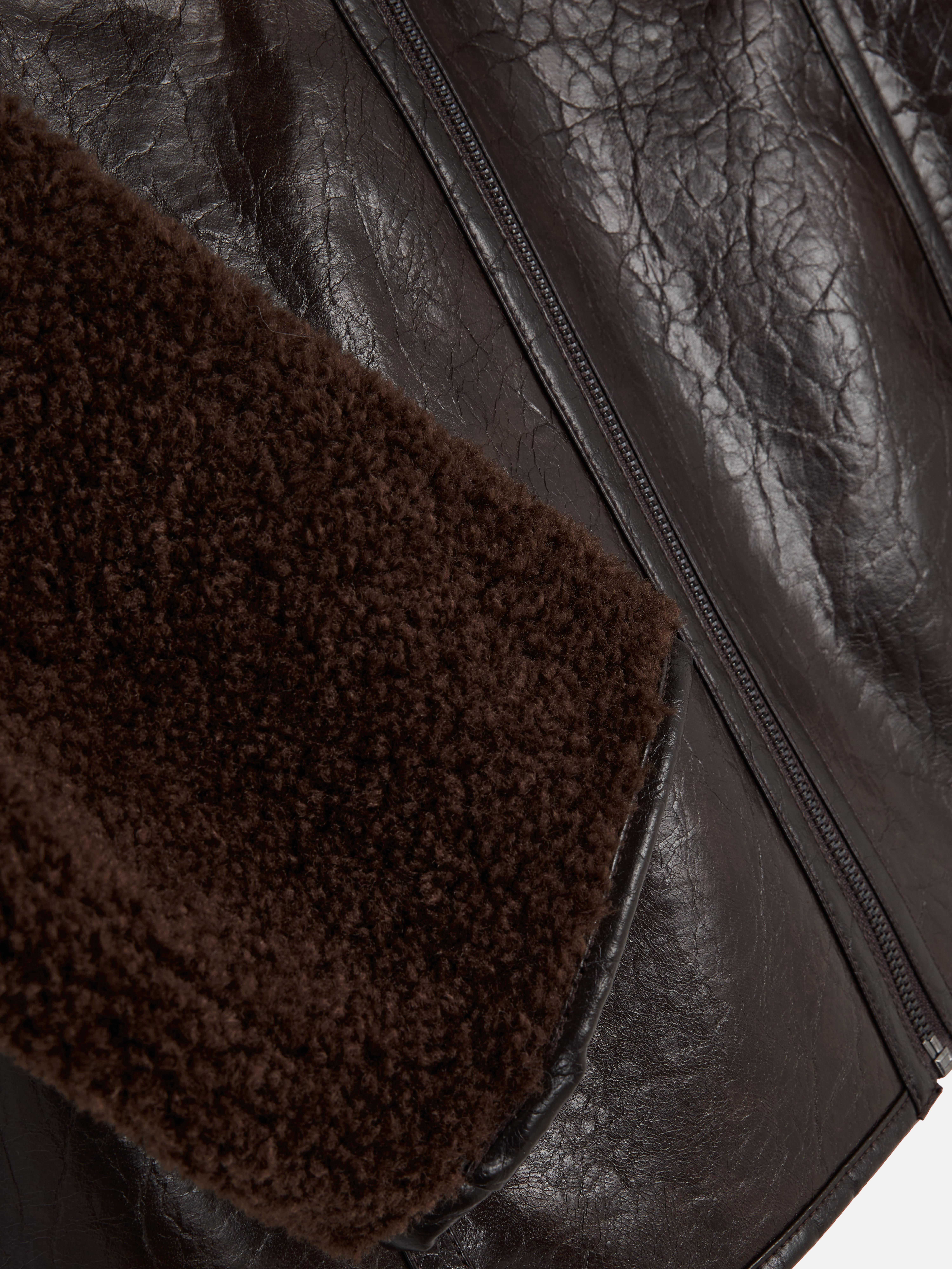 Paula Echevarría Faux Leather Aviator Jacket