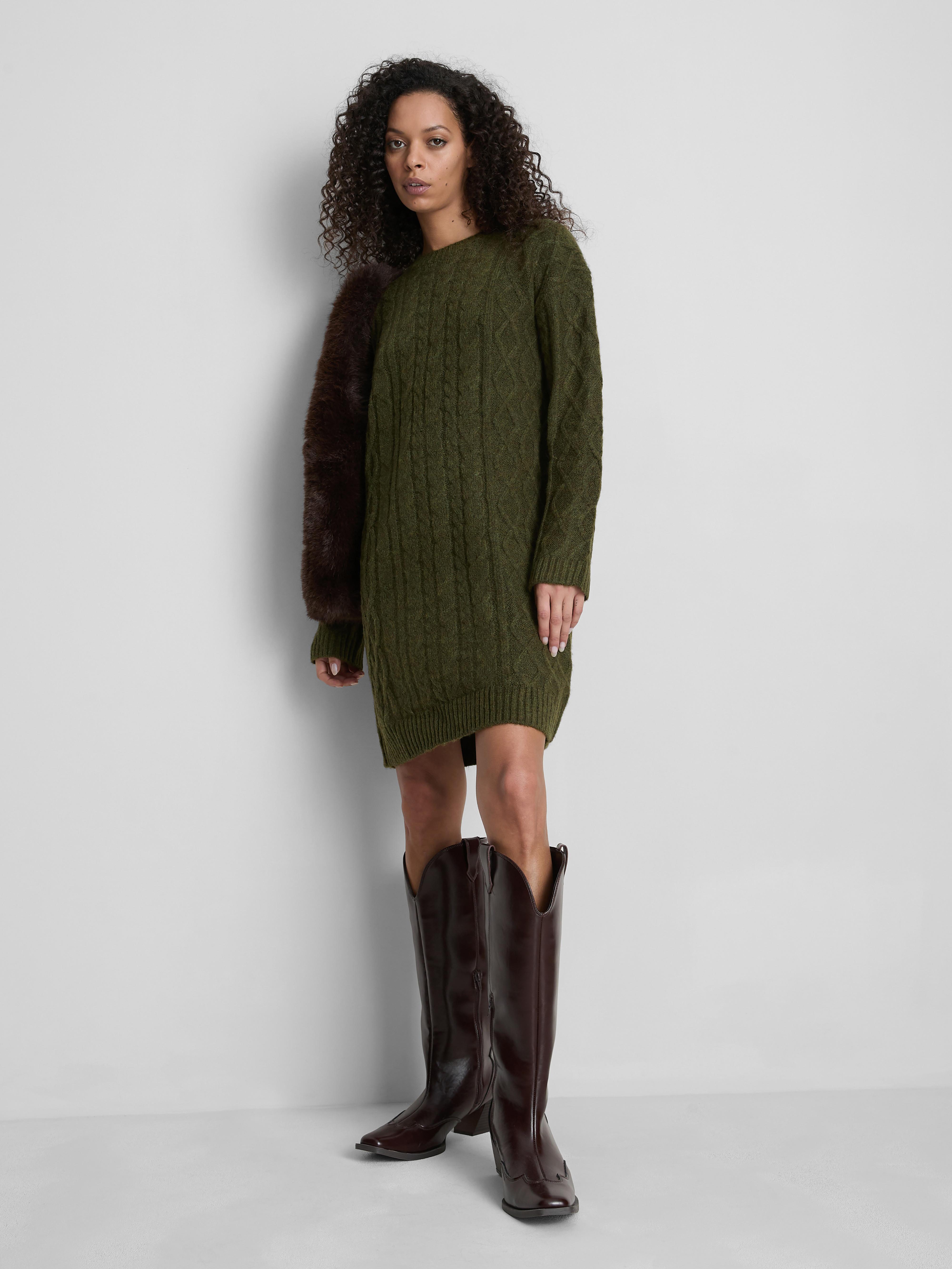 Cable Knit Mini Sweater Dress