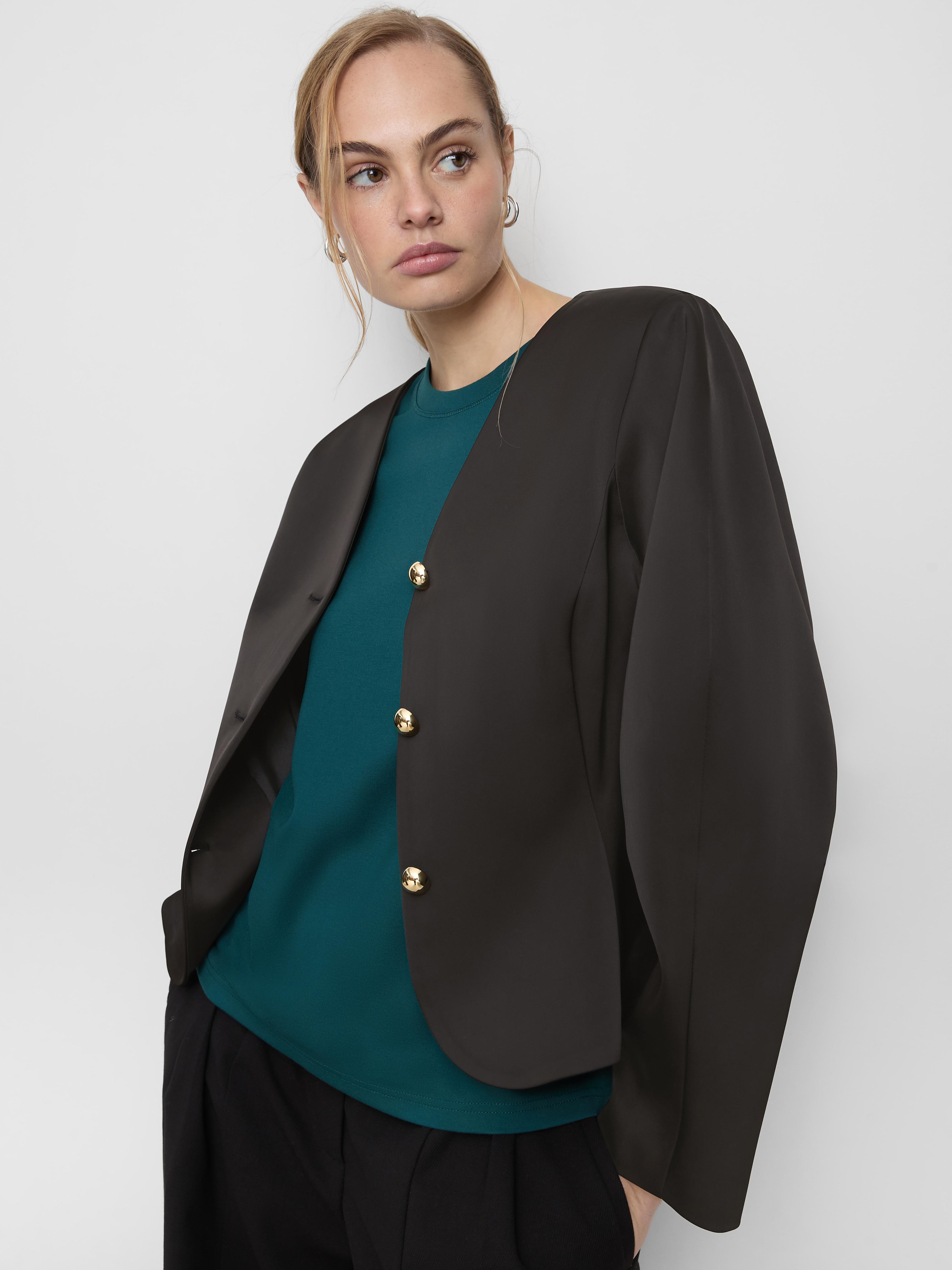 The Edit Satin Peplum Jacket