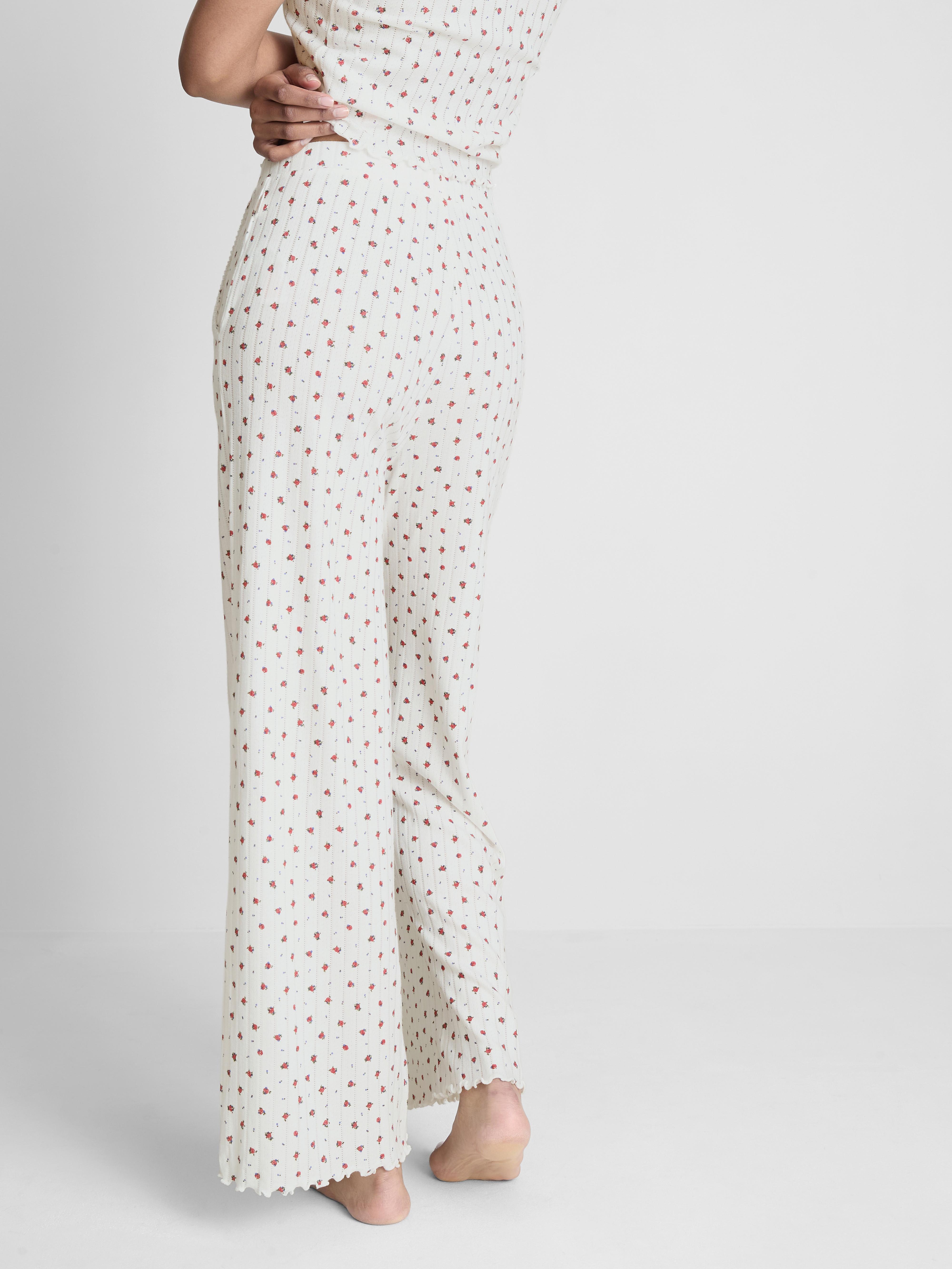 Printed Pointelle Pajama Bottoms