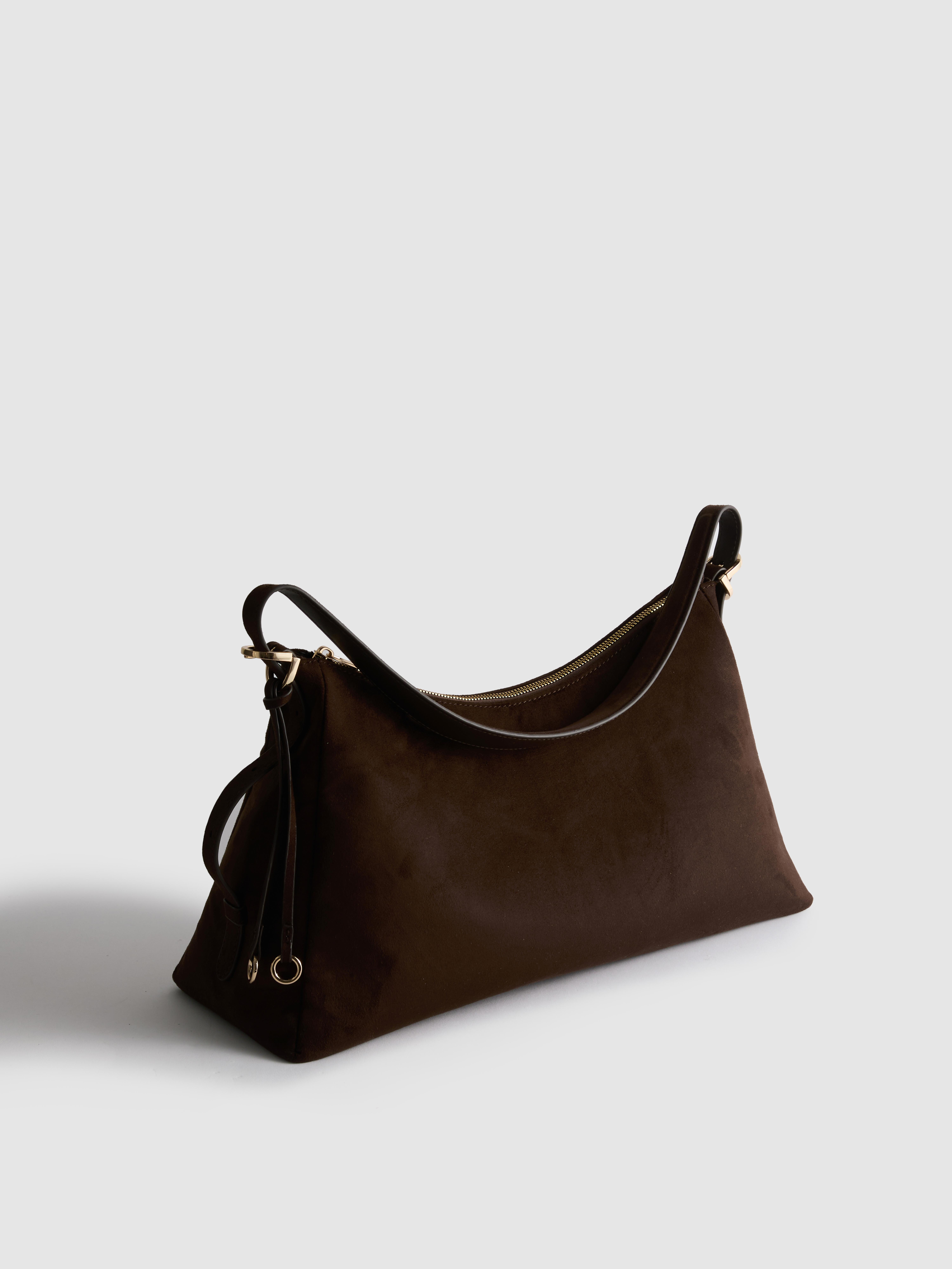 Paula Echevarría Faux Suede Curved Shoulder Bag