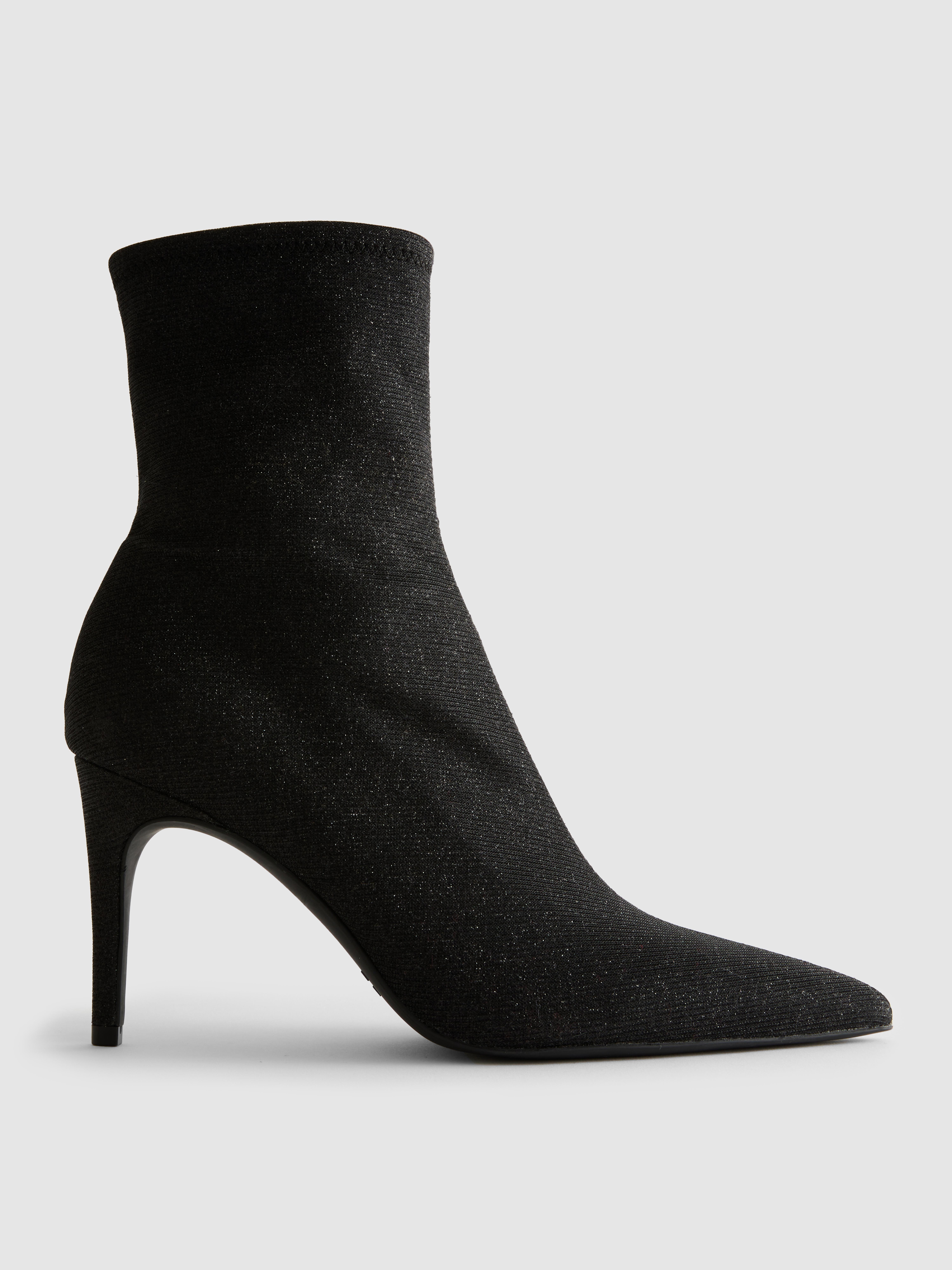 Pointed Glitter Ankle Boots