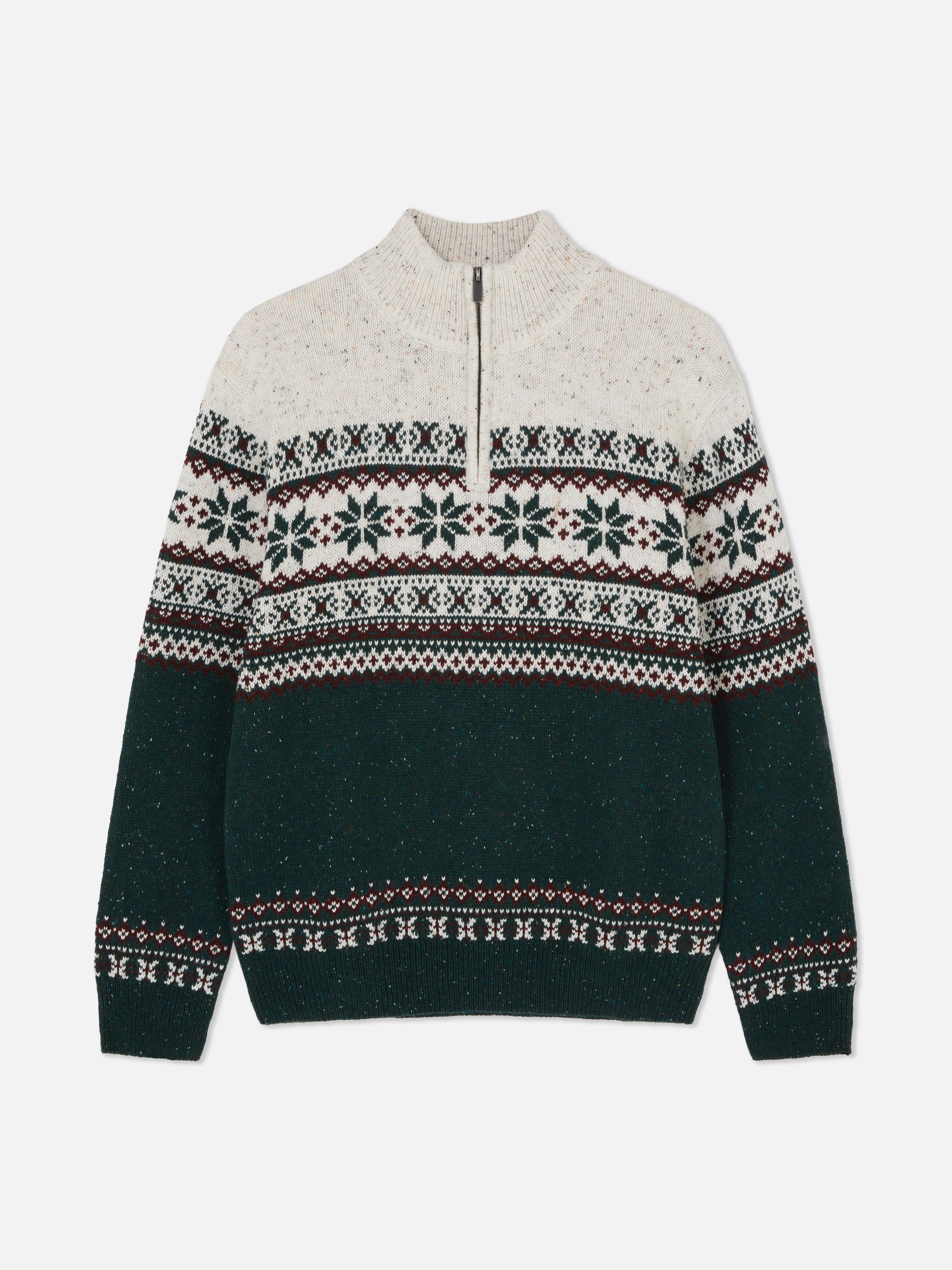 Half-Zip Fair Isle Cardigan