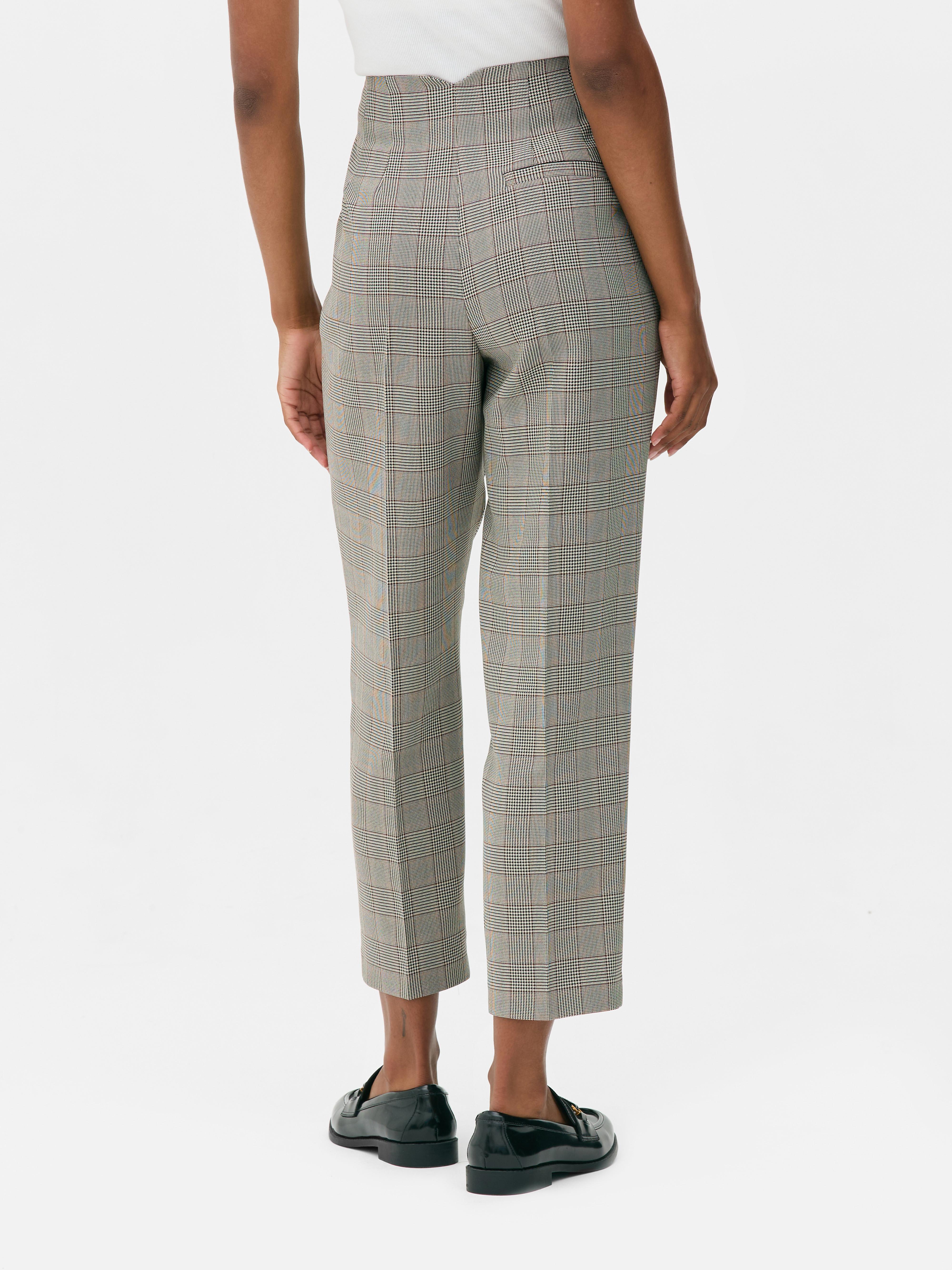 High-Waisted Check Pants
