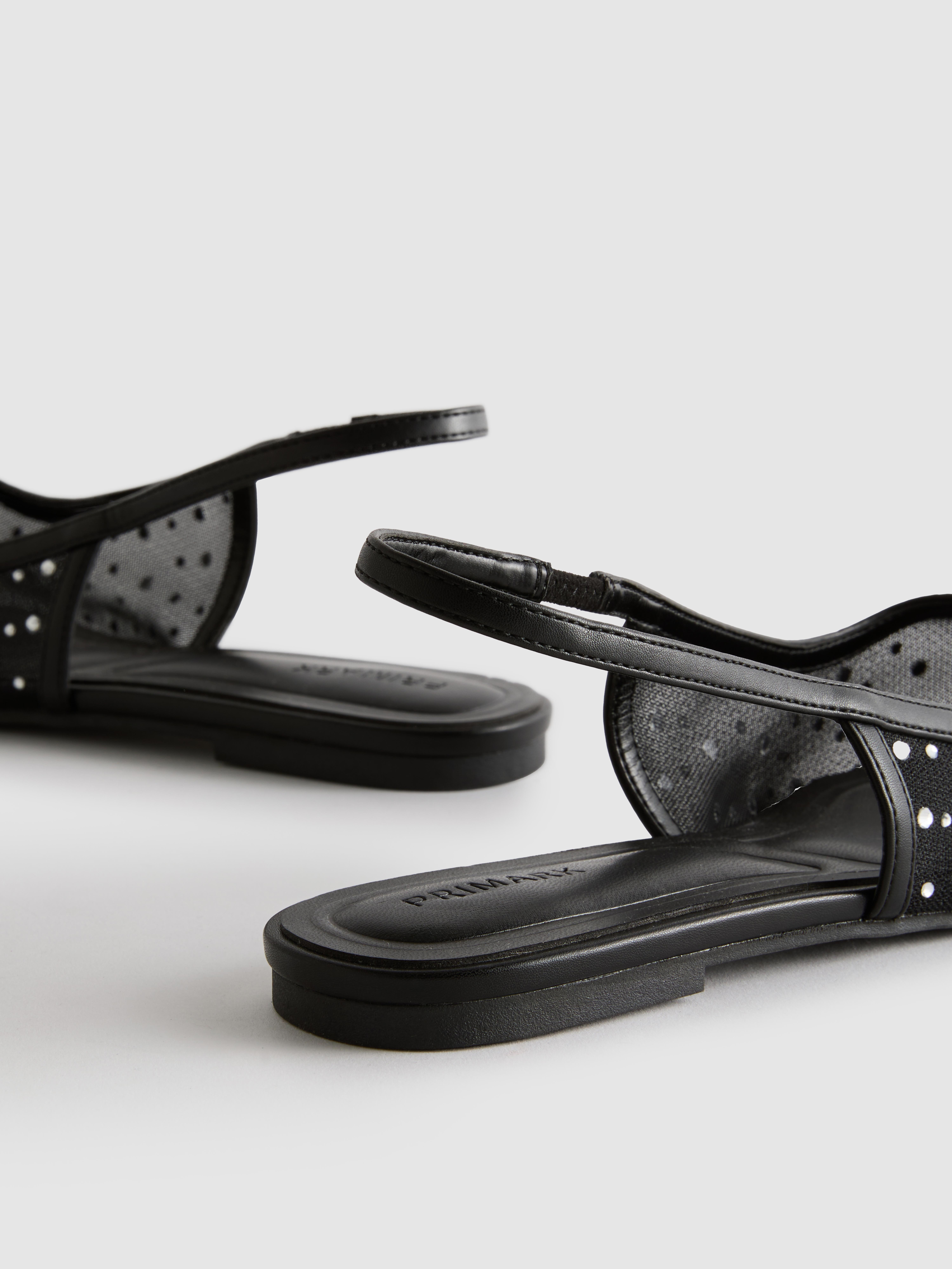 Pointed Toe Rhinestone Slingback Flats