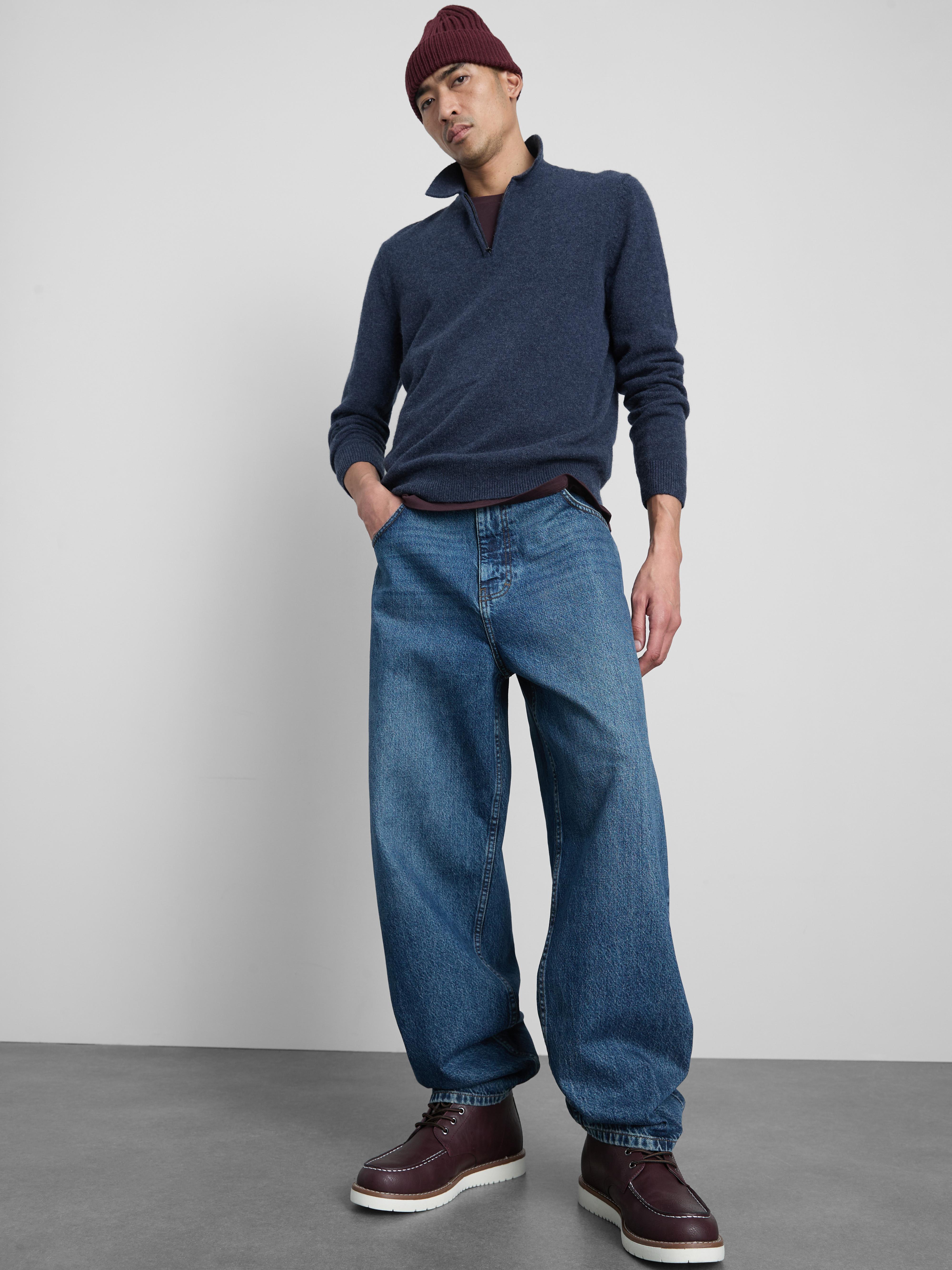 Wool Rich Quarter Zip Polo Sweater