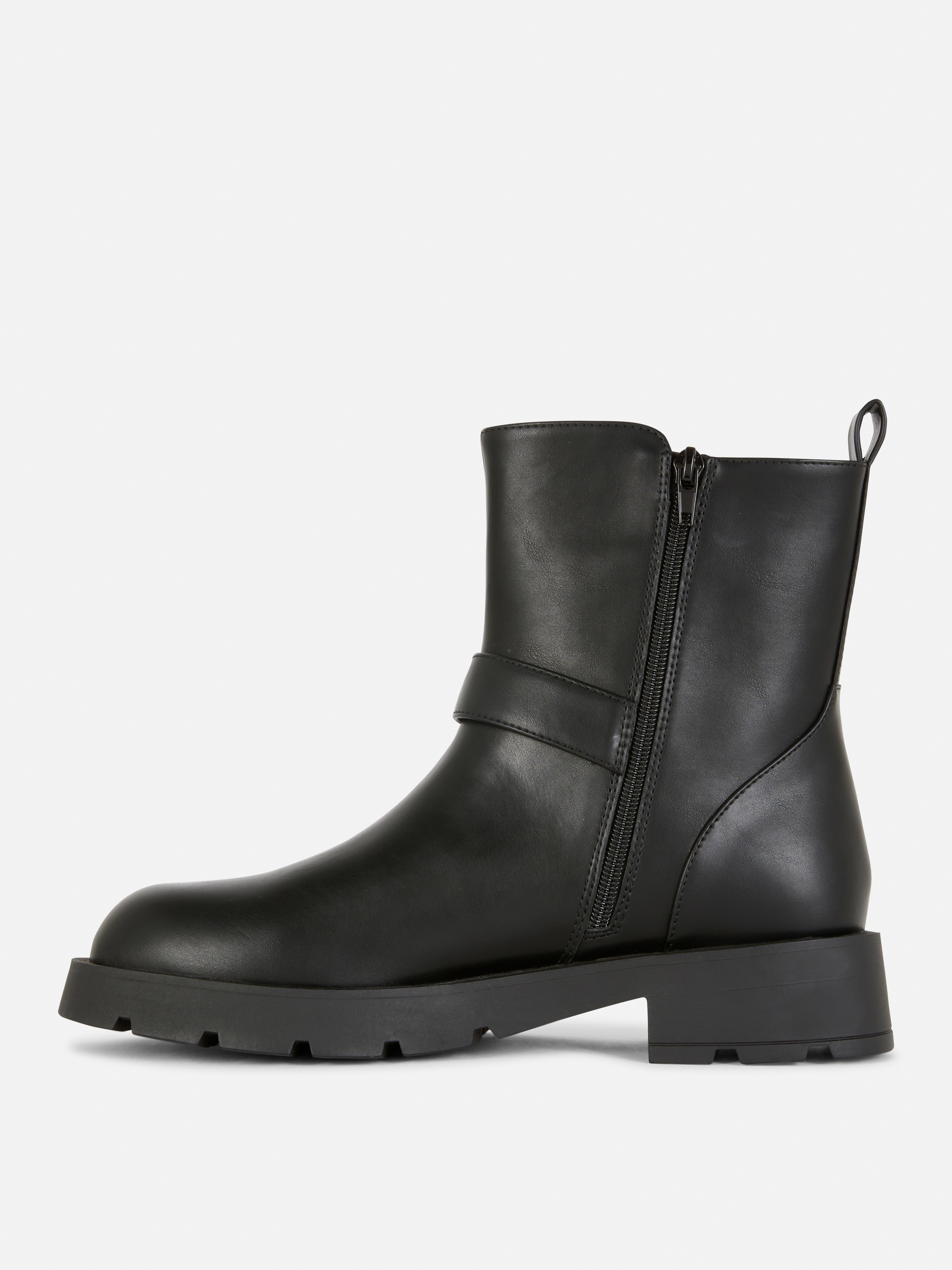 Buckle Detail Biker Boots