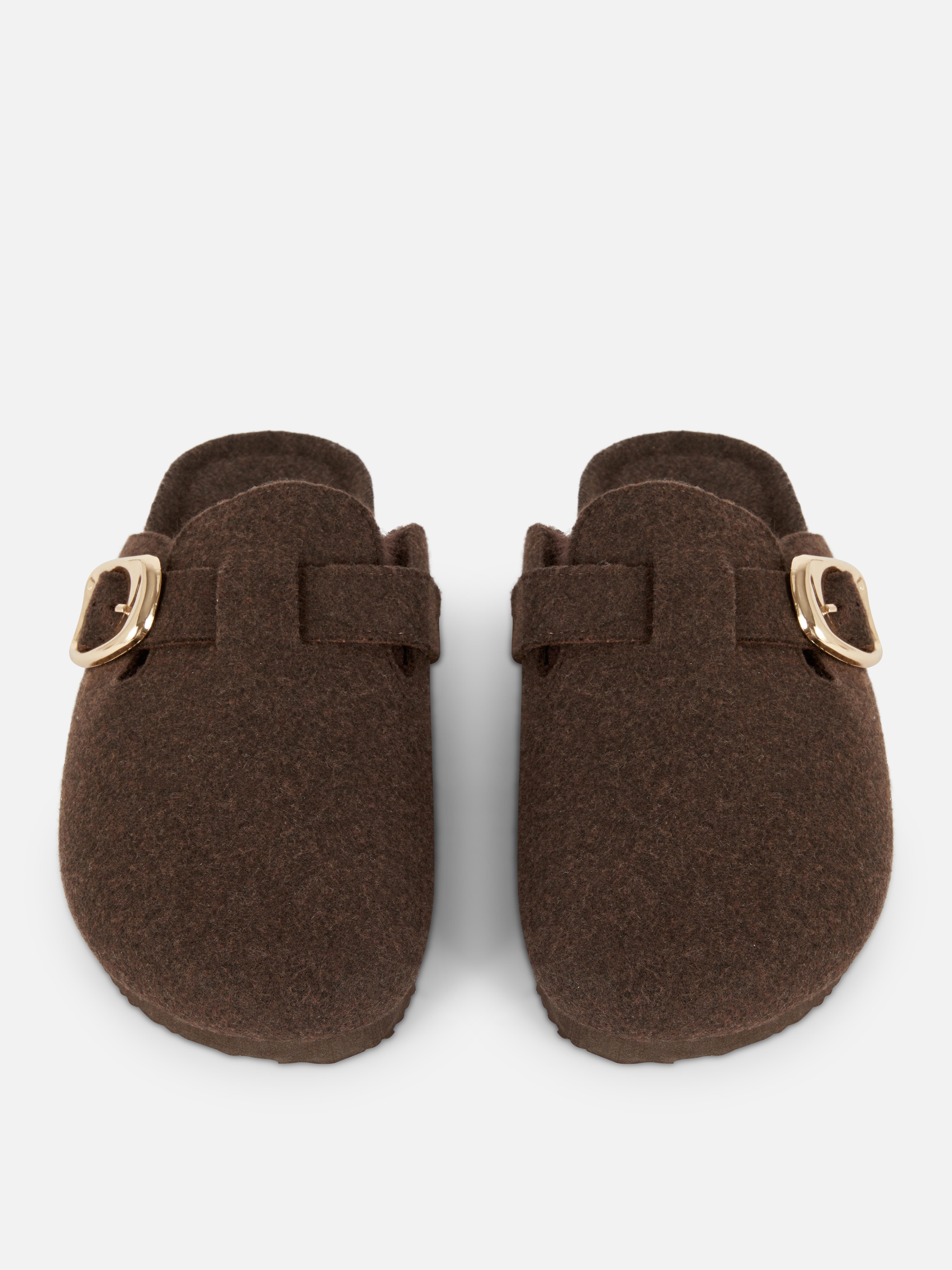 Felt-Lined Clog Mules