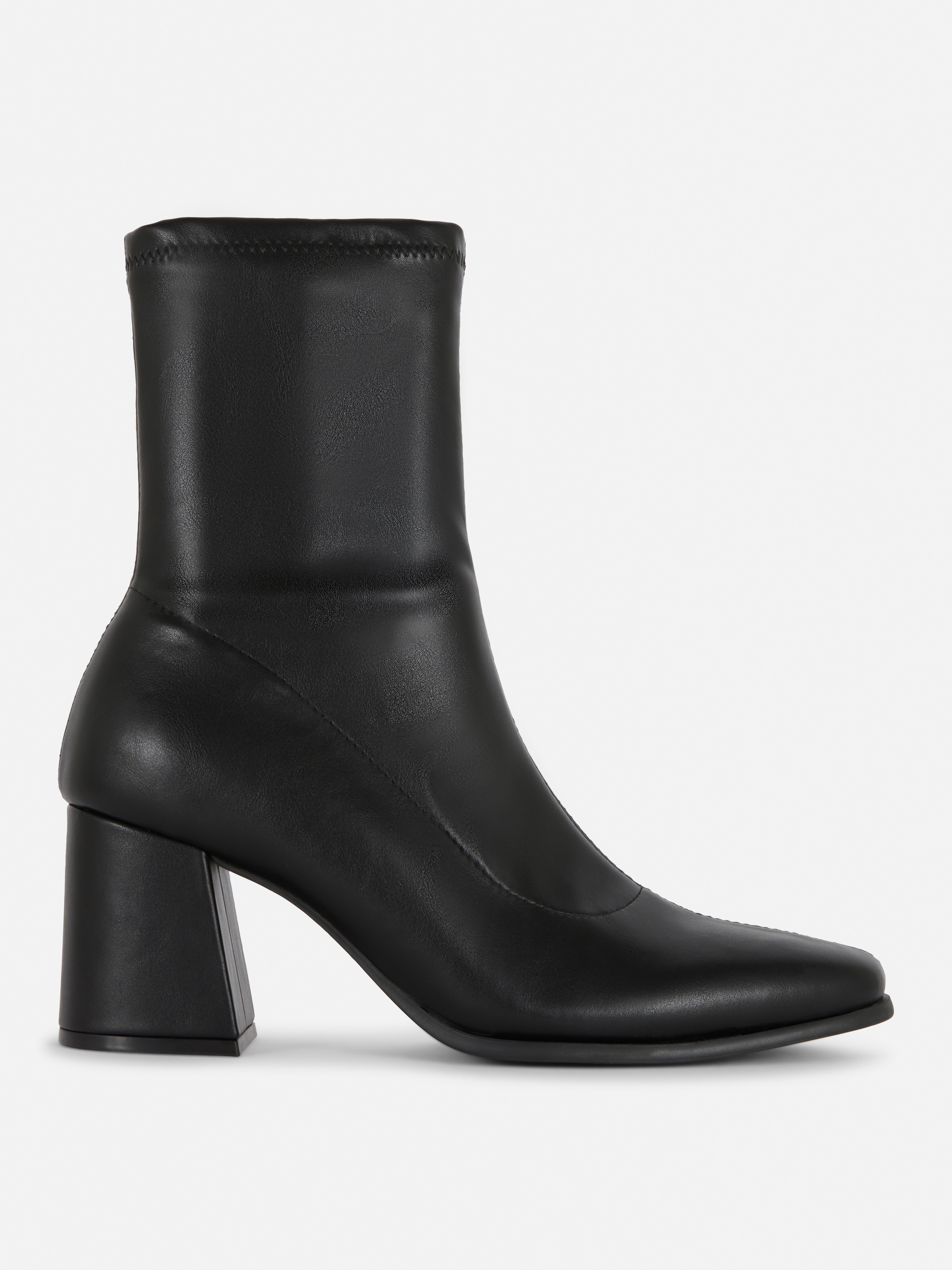 Block Heel Stretch Ankle Boots