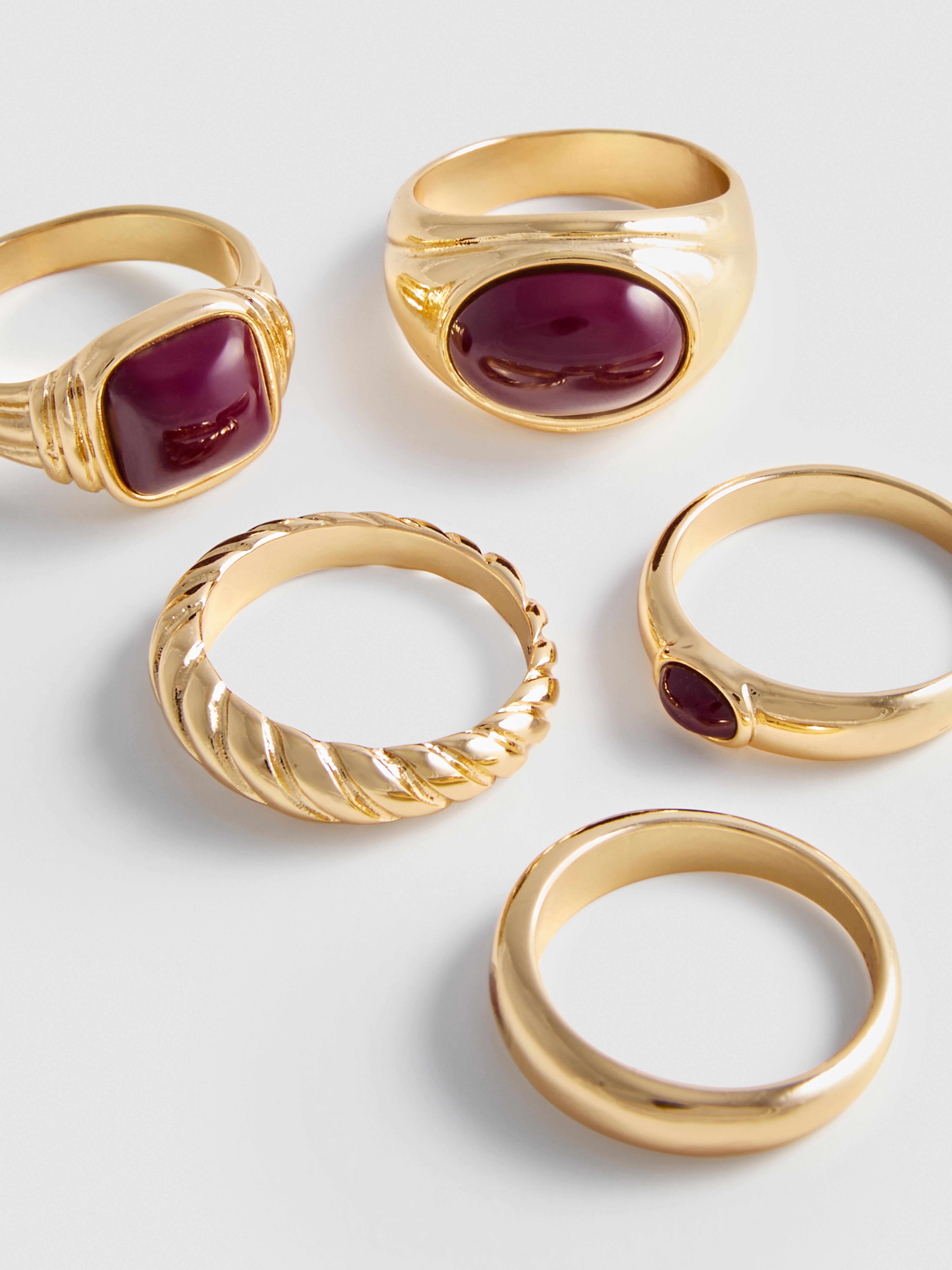 5pk Burgundy Gem Rings