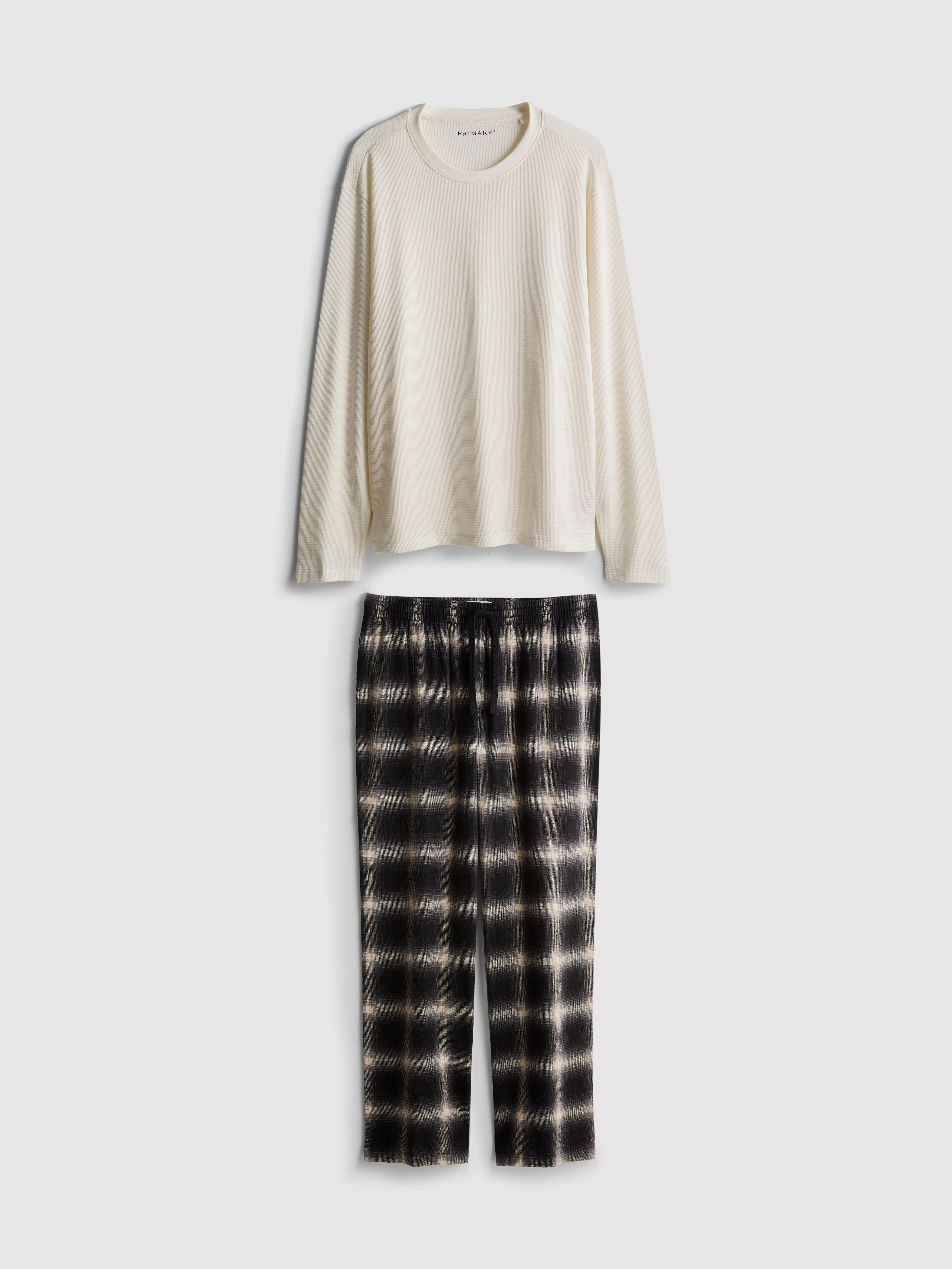 Brushed Cotton Check Long Pajamas